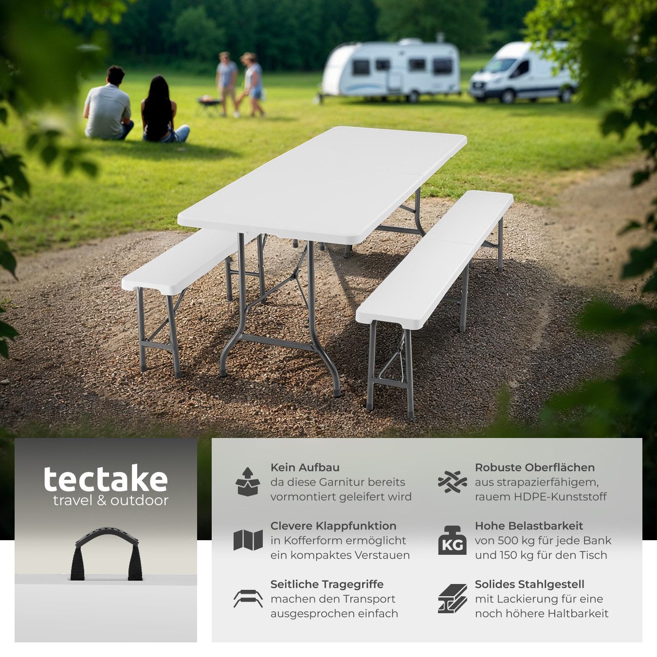 tectake Campingtisch Panja (1-St., 3 tlg), Kompakte Campinggarnitur zum Zus günstig online kaufen