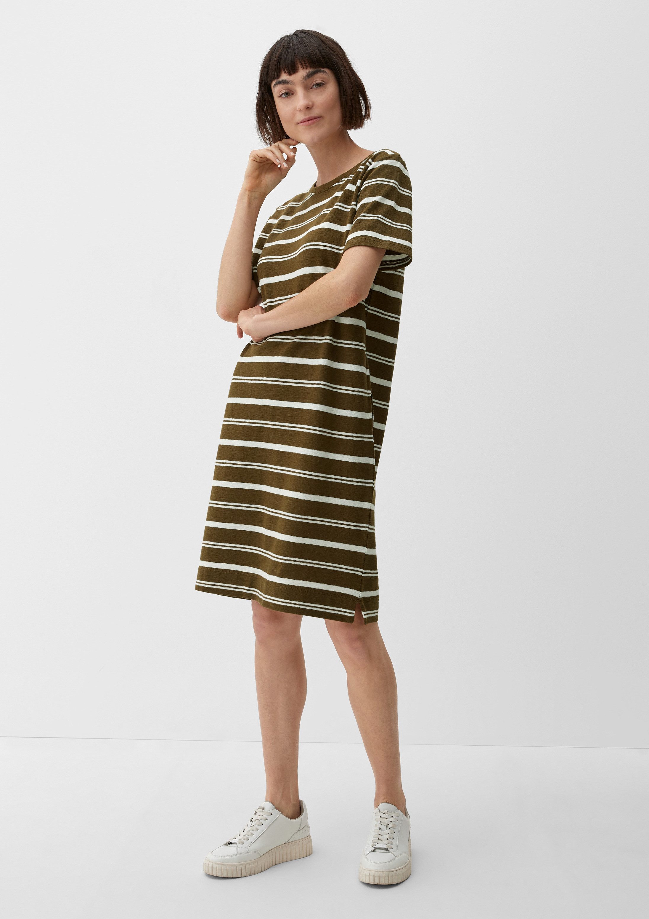 s.Oliver Midikleid Kleid Midi-Kleid mit Ringelmuster