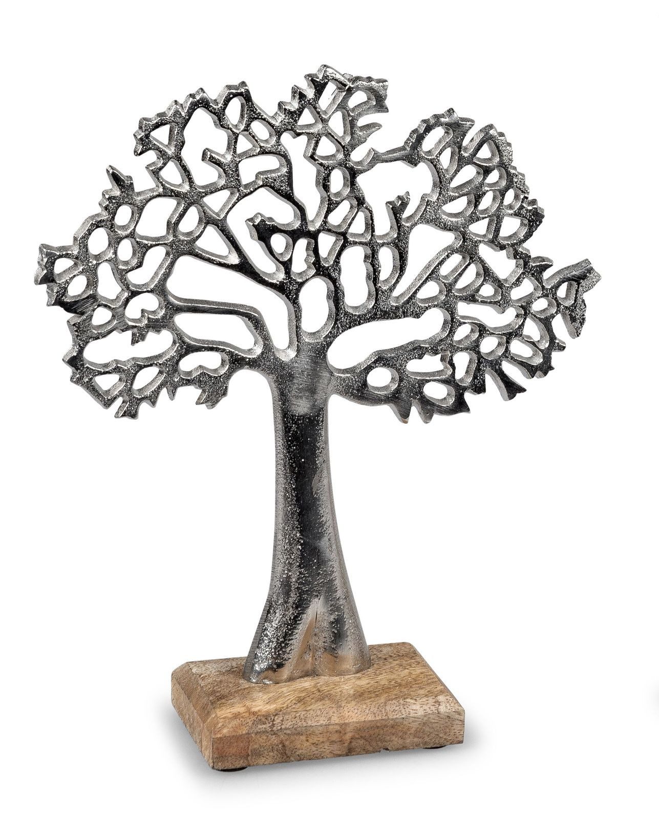 Dekofigur Deko lebensbaum aus Alu Mango Holz zum stellen Aufsteller 27 cm