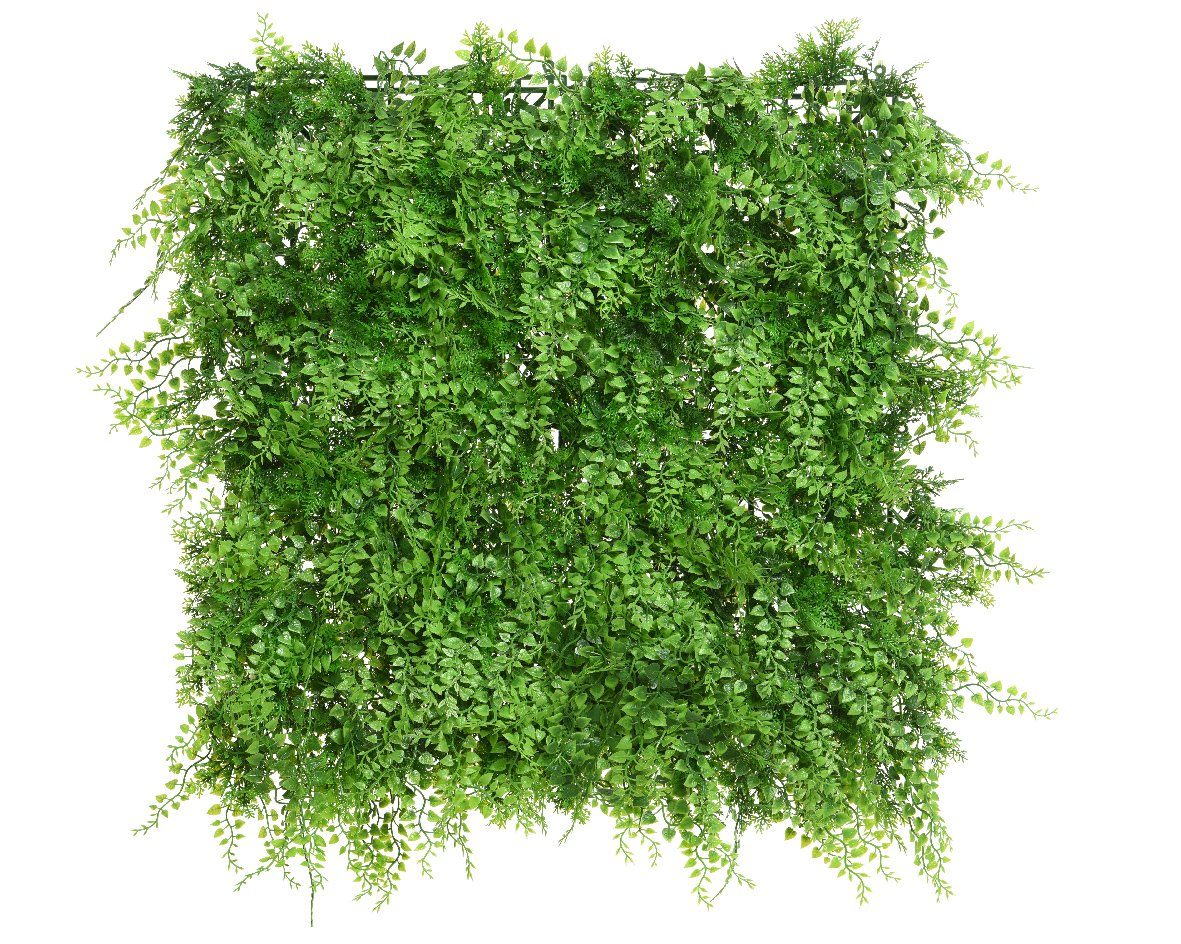 Kunstpflanze, Decoris season decorations, Künstliche Pflanzen Wand Mix aus Farn und Efeu 50x50cm grün
