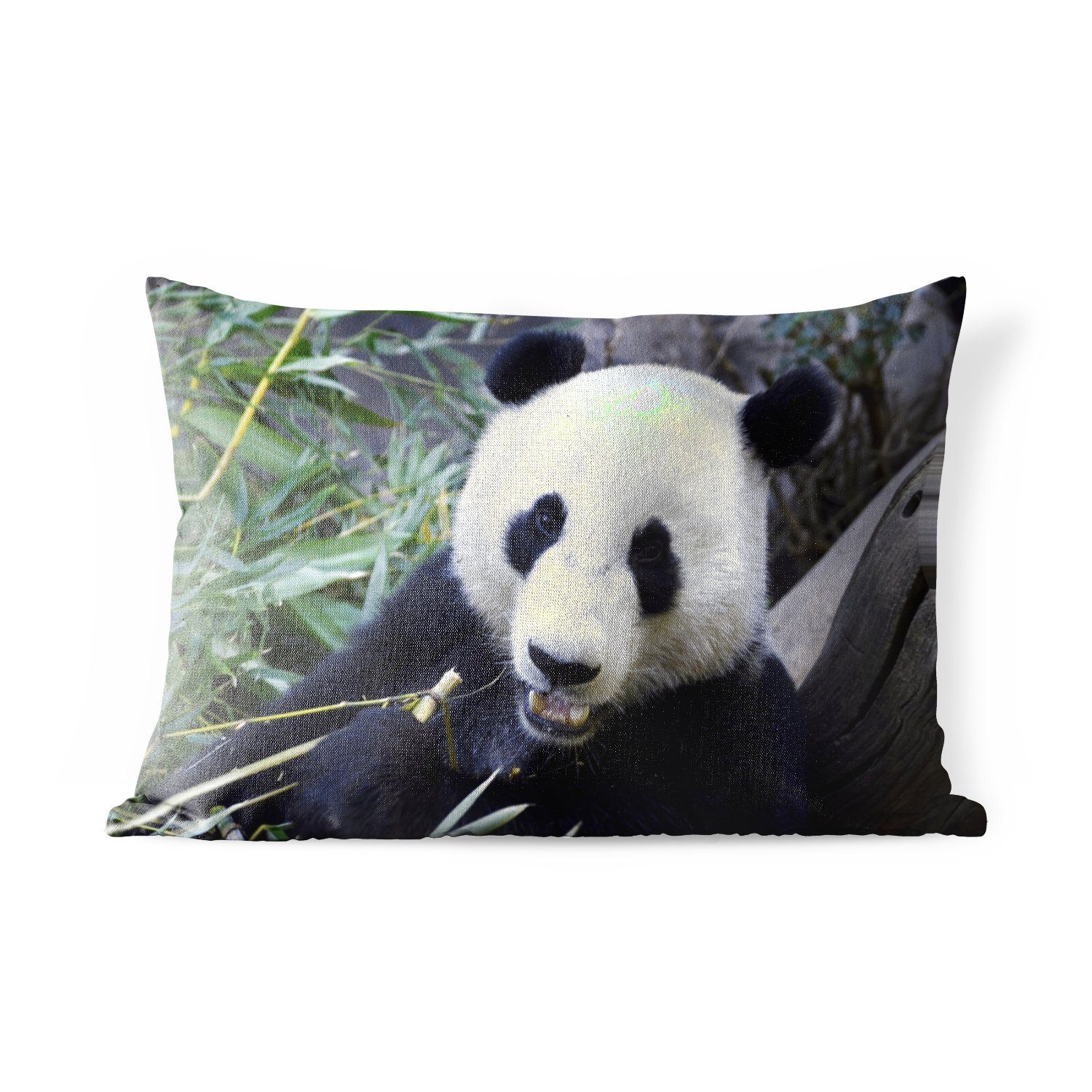 MuchoWow Dekokissen Panda - Tier - Blätter, Outdoor-Dekorationskissen, Polyester, Dekokissenbezug, Kissenhülle