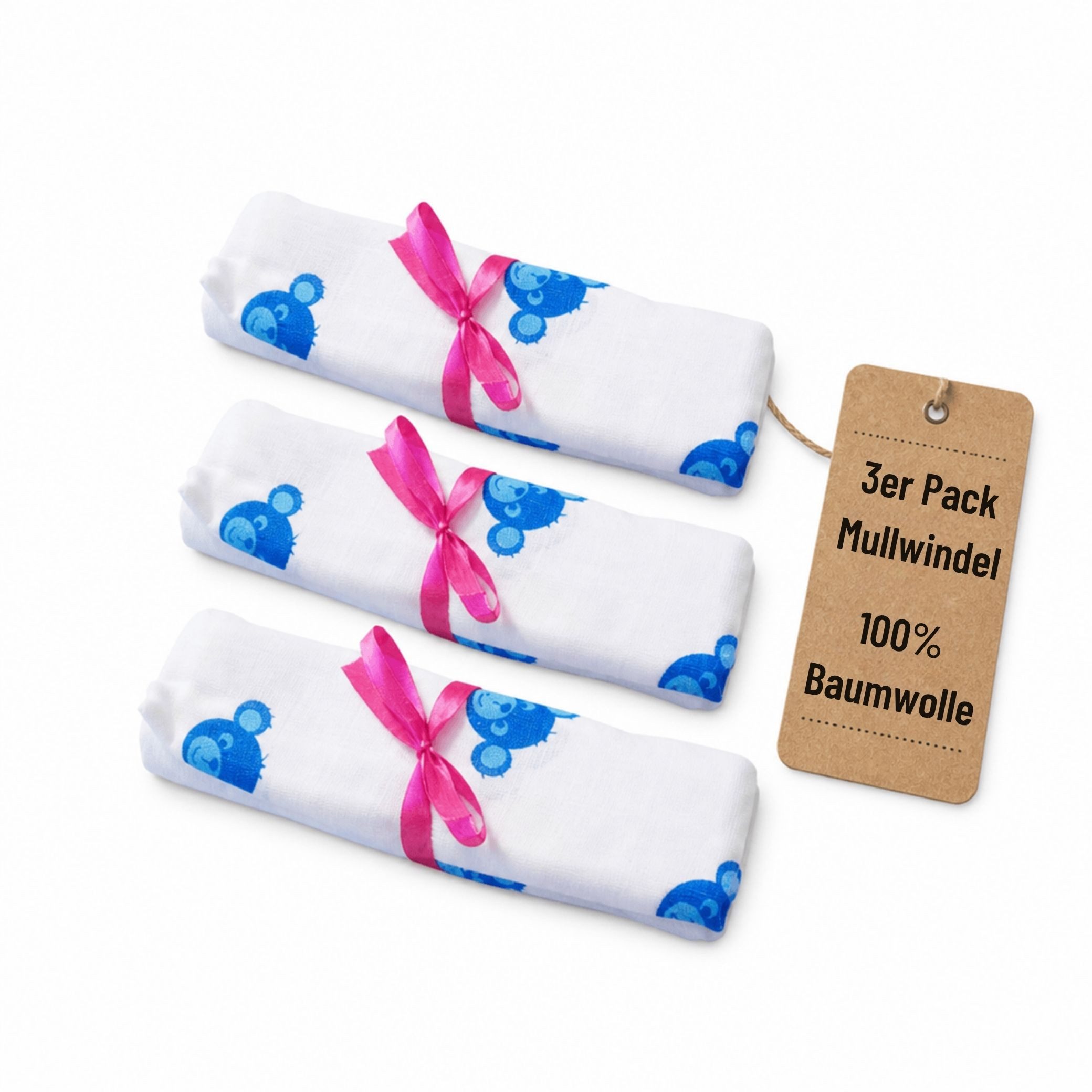 Odenwälder Stoffwindeln Mullwindeln Blaubär 3er Pack
