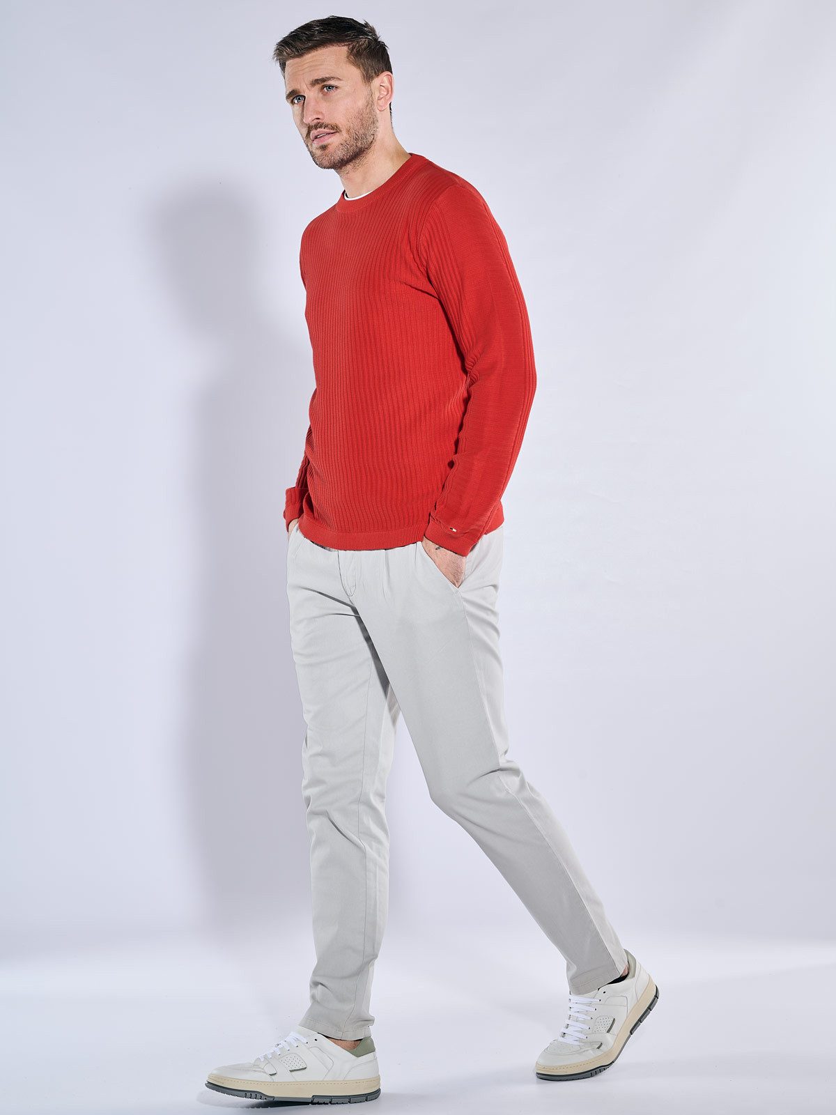 emilio adani Rundhalspullover Herren Pullover regular, Rot