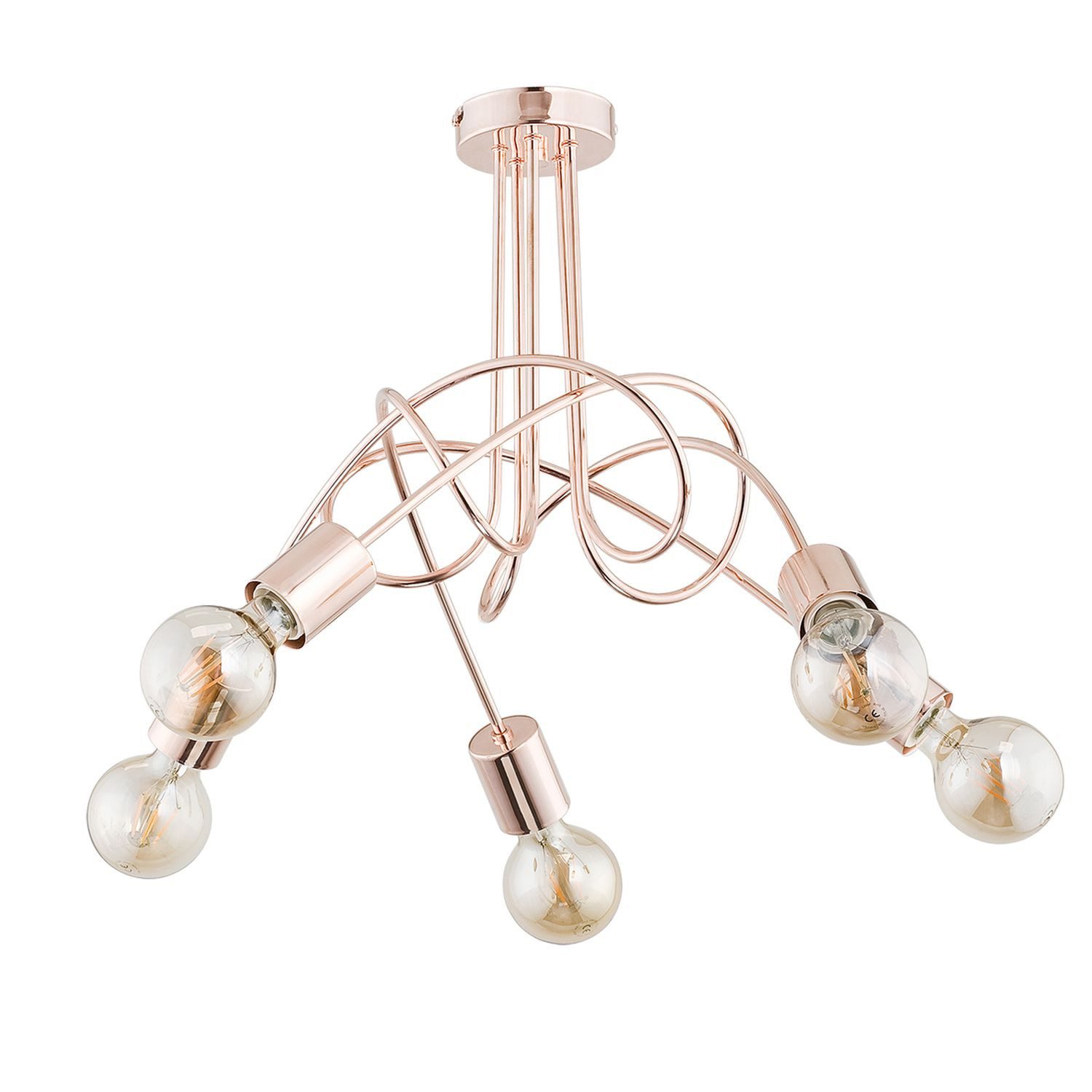 Licht-Erlebnisse Deckenleuchte KALMAR, ohne Leuchtmittel, Metall B: 50 cm in Kupfer E27 Retro