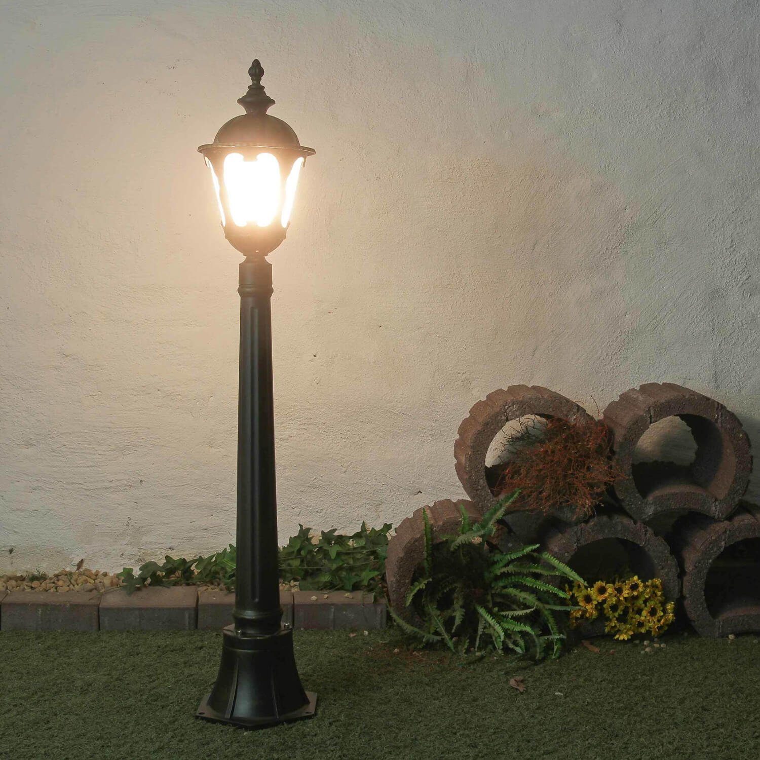 Licht-Erlebnisse Außen-Stehlampe Hof Standleuchte Garten außen Antik ohne Terrasse TYBR, Lampe Wegeleuchte Leuchtmittel