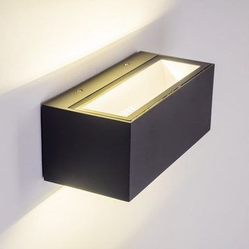 hofstein Außen-Wandleuchte »Carsoli« LED-Außenlampe, Außenwandleuchte aus Aluminium in Anthrazit, 4000 Kelvin, 1240 Lumen, mit Up- und Down Lichteffekt für die Hauswand