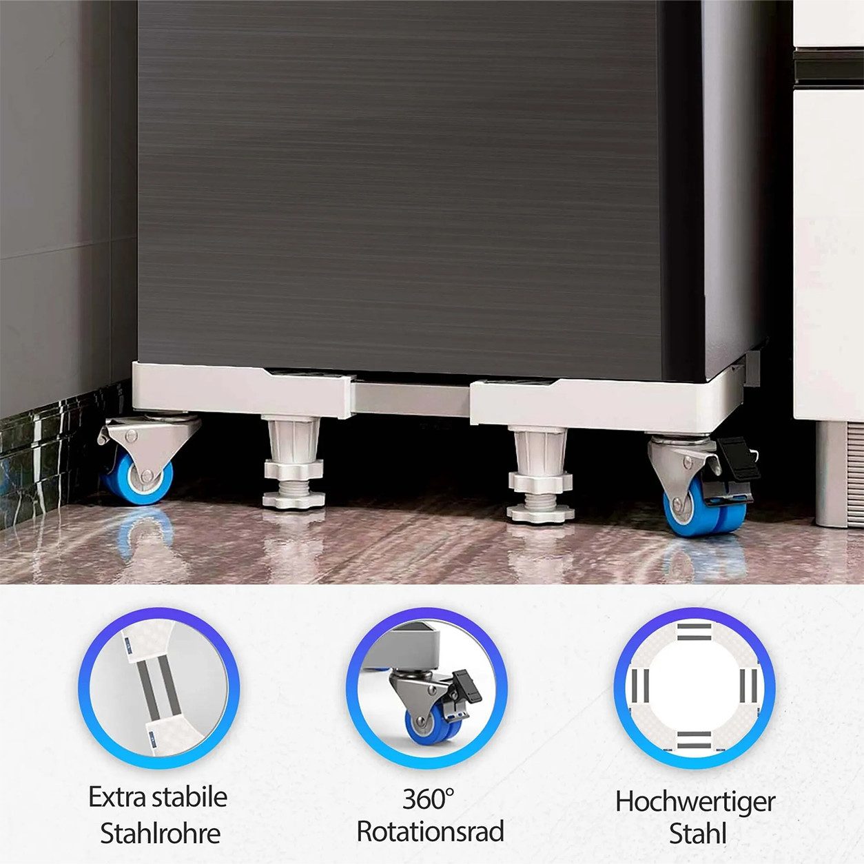 Olvy Standplattform Olvy Waschmaschinensockel mit Rollen – Bild 3 von 5