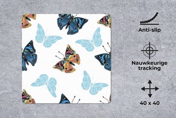 MuchoWow Gaming Mauspad Schmetterling - Insekten - Muster - Sommer (1-St), Mousepad mit Rutschfester Unterseite, Gaming, 40x40 cm, XXL, Großes