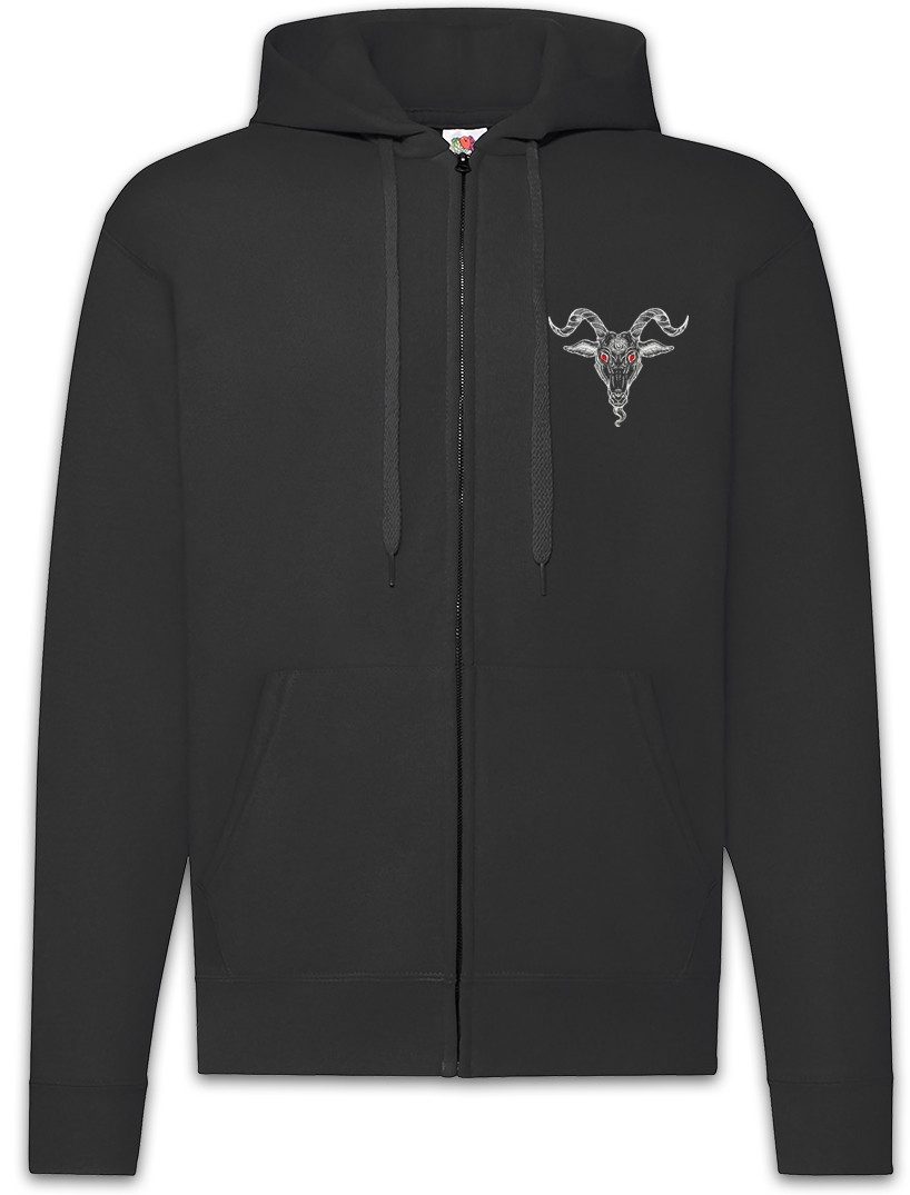 Sweatjacke Baphomet Head Zipper Hoodie Aleister Pentagram Religion 666 Satan