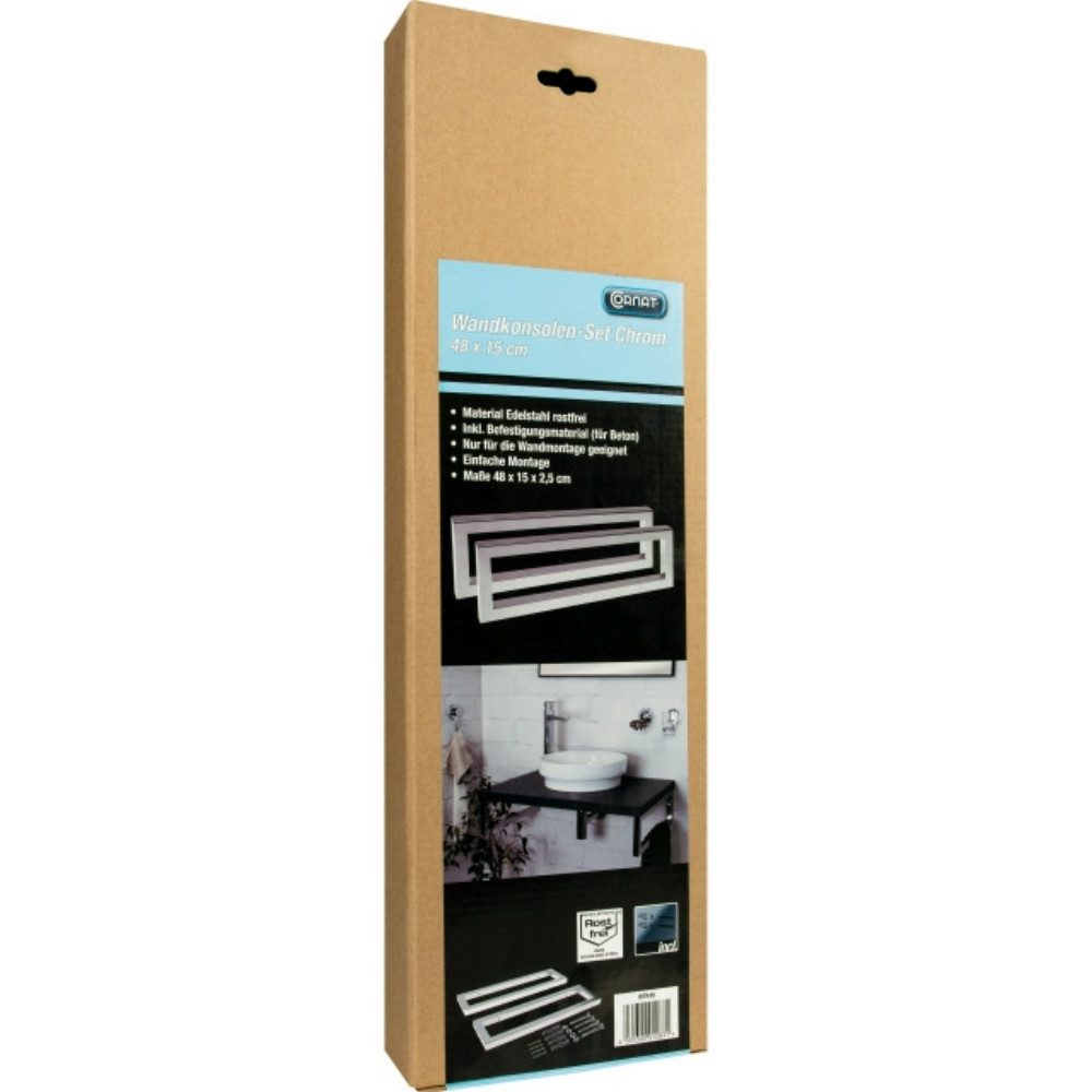 CORNAT Wandhalter Wandkonsolen-Set Chrom 48x15 cm