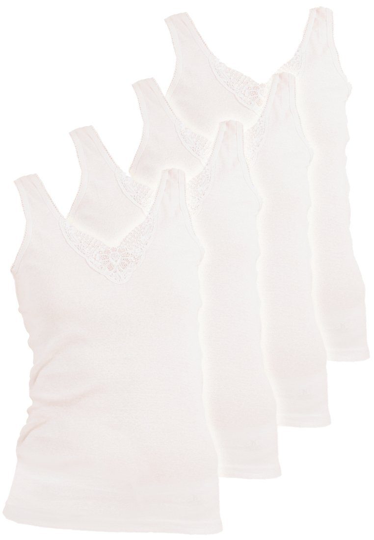 Yenita® Unterhemd Tank Top, Achselhemd (4-St) mit Spitze aus 100% Baumwolle