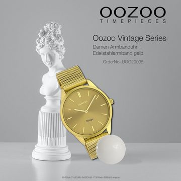 OOZOO Quarzuhr Oozoo Damen Armbanduhr Ultra Slim, (Analoguhr), Damenuhr rund, mittel (ca. 38mm) Edelstahlarmband, Fashion-Style