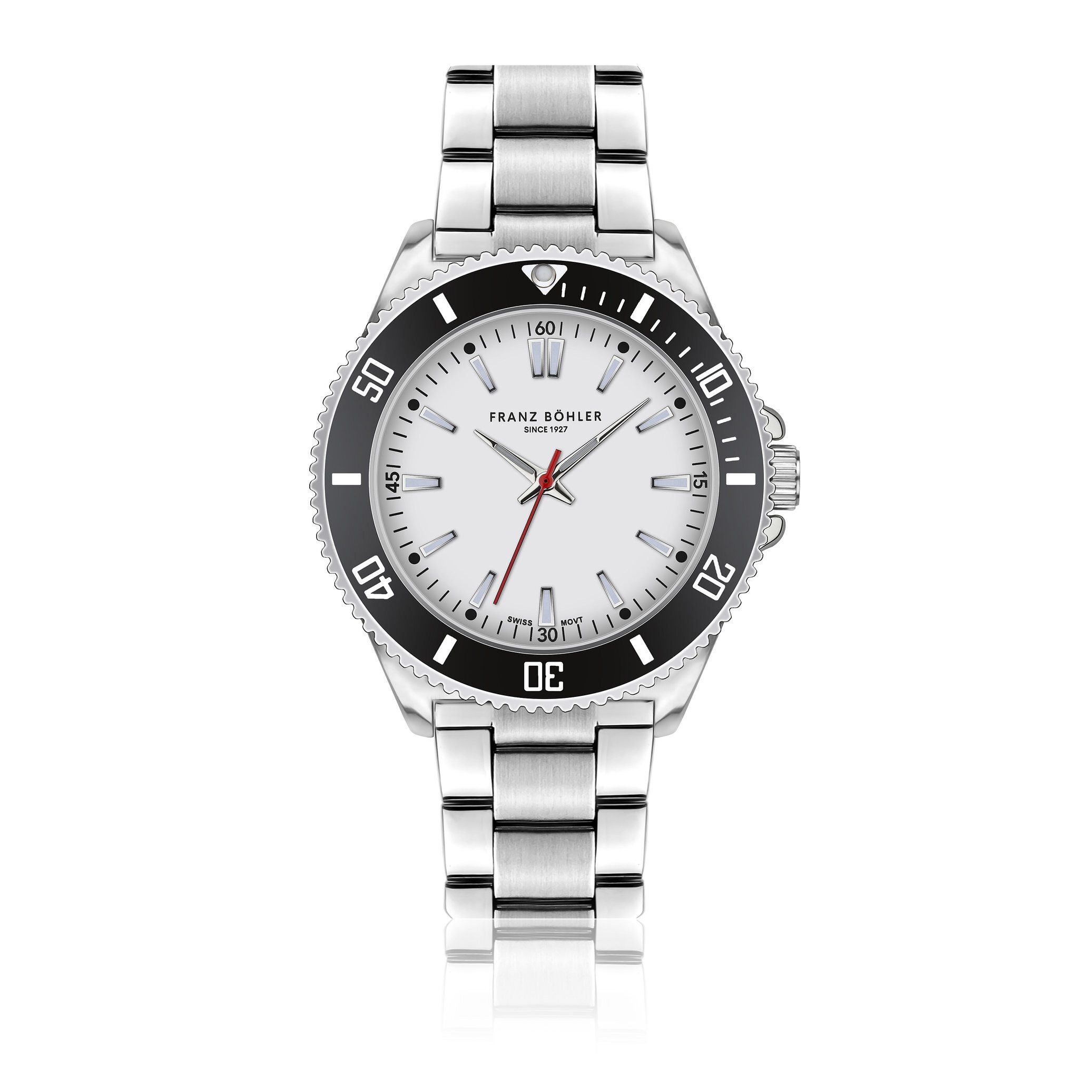 FRANZ BÖHLER Quarzuhr BA3-B090S Walen Silver Link