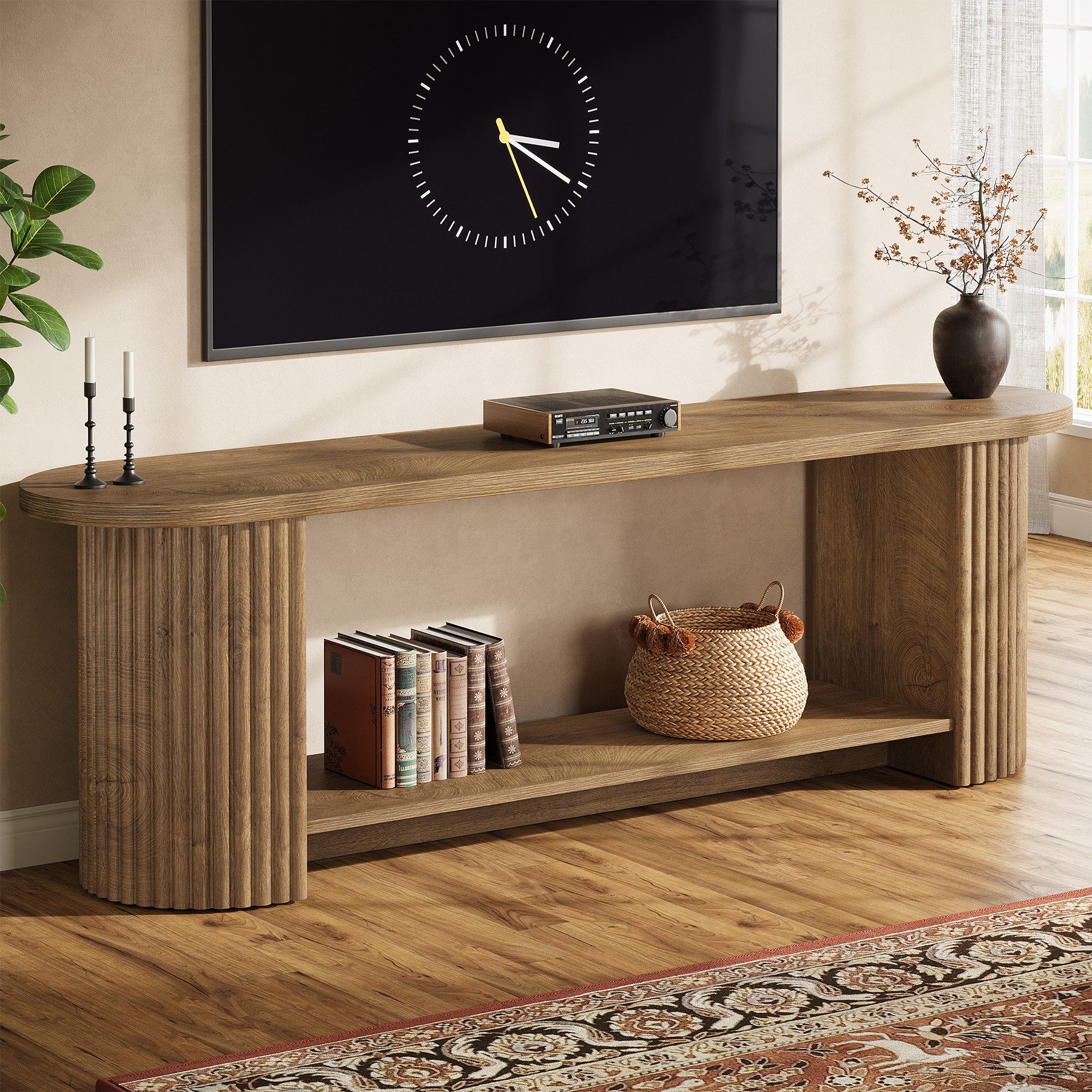 Tribesigns TV-Schrank 160 cm TV-Ständer für bis 75-Zoll-Fernseher, Entertainment-Center im Landhausstil mit Ablagefach
