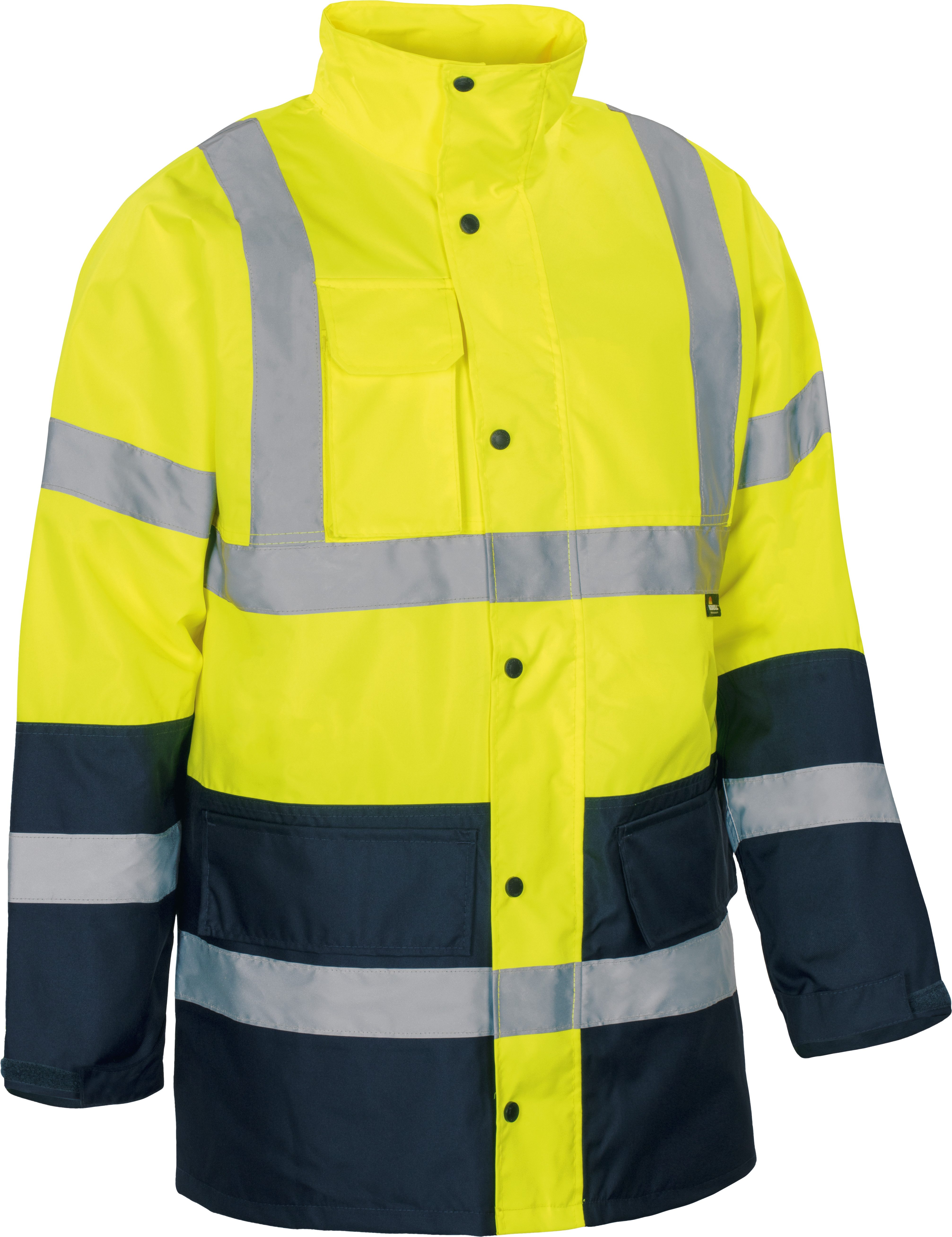 vizwell Regenjacke Warnschutz Arbeitsjacke lang warnorange warngelb günstig online kaufen