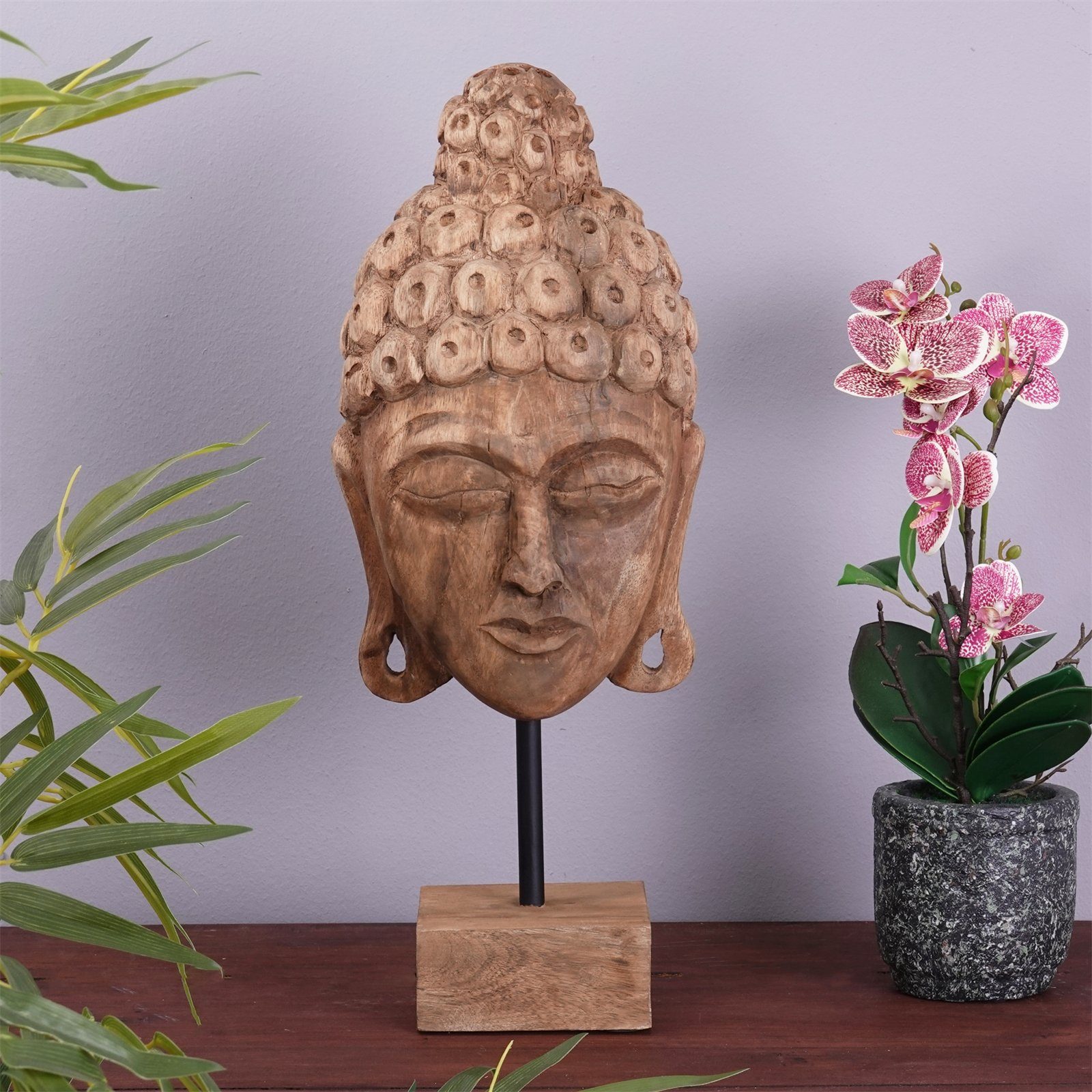 CREEDWOOD Skulptur BUDDHA SKULPTUR "BALI", Mangoholz, 49cm, Deko Maske, Buddha Figur