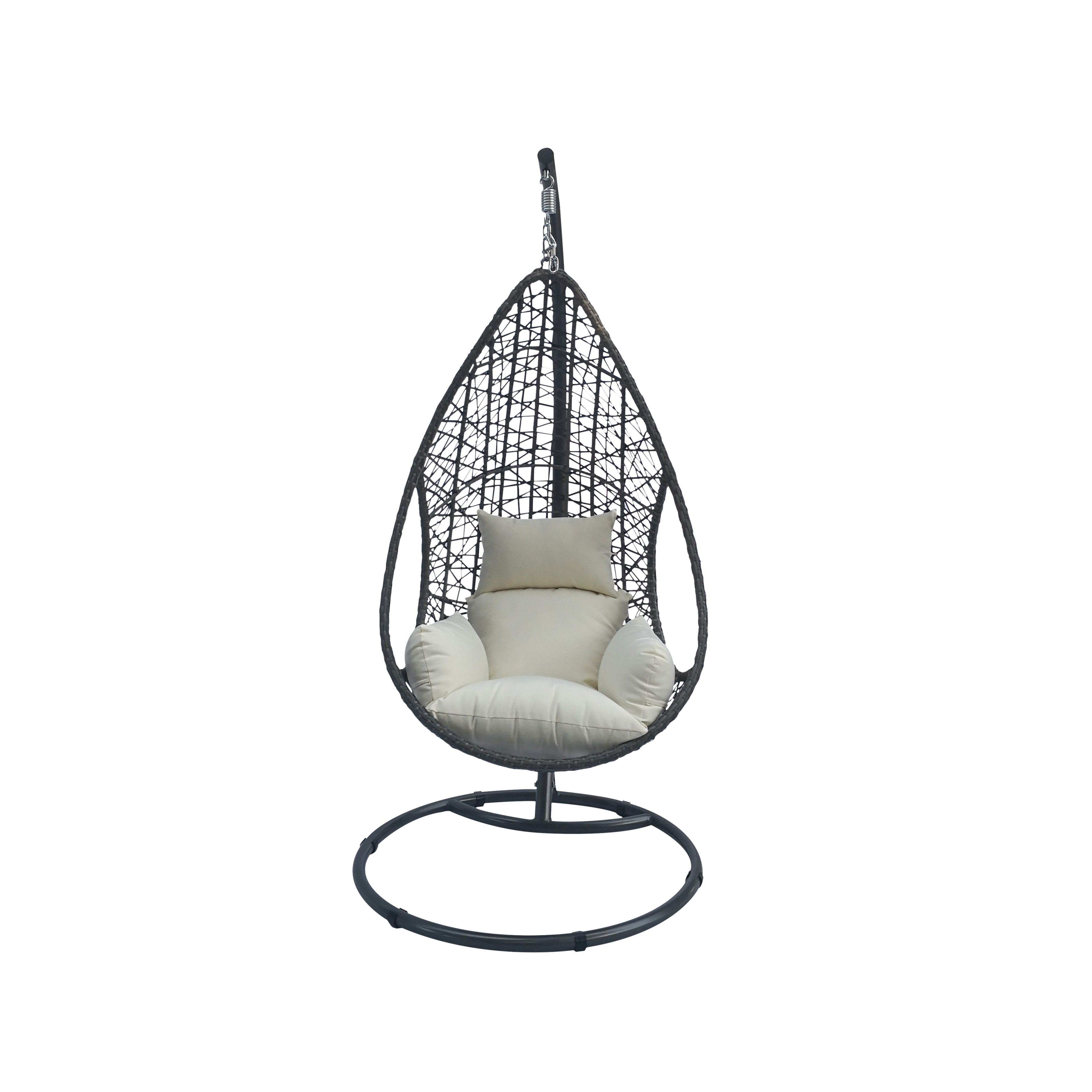 Greemotion Hängesessel Indoor & Outdoor Kuba Hängeschaukel mit Gestell schwarz inkl. Kissen