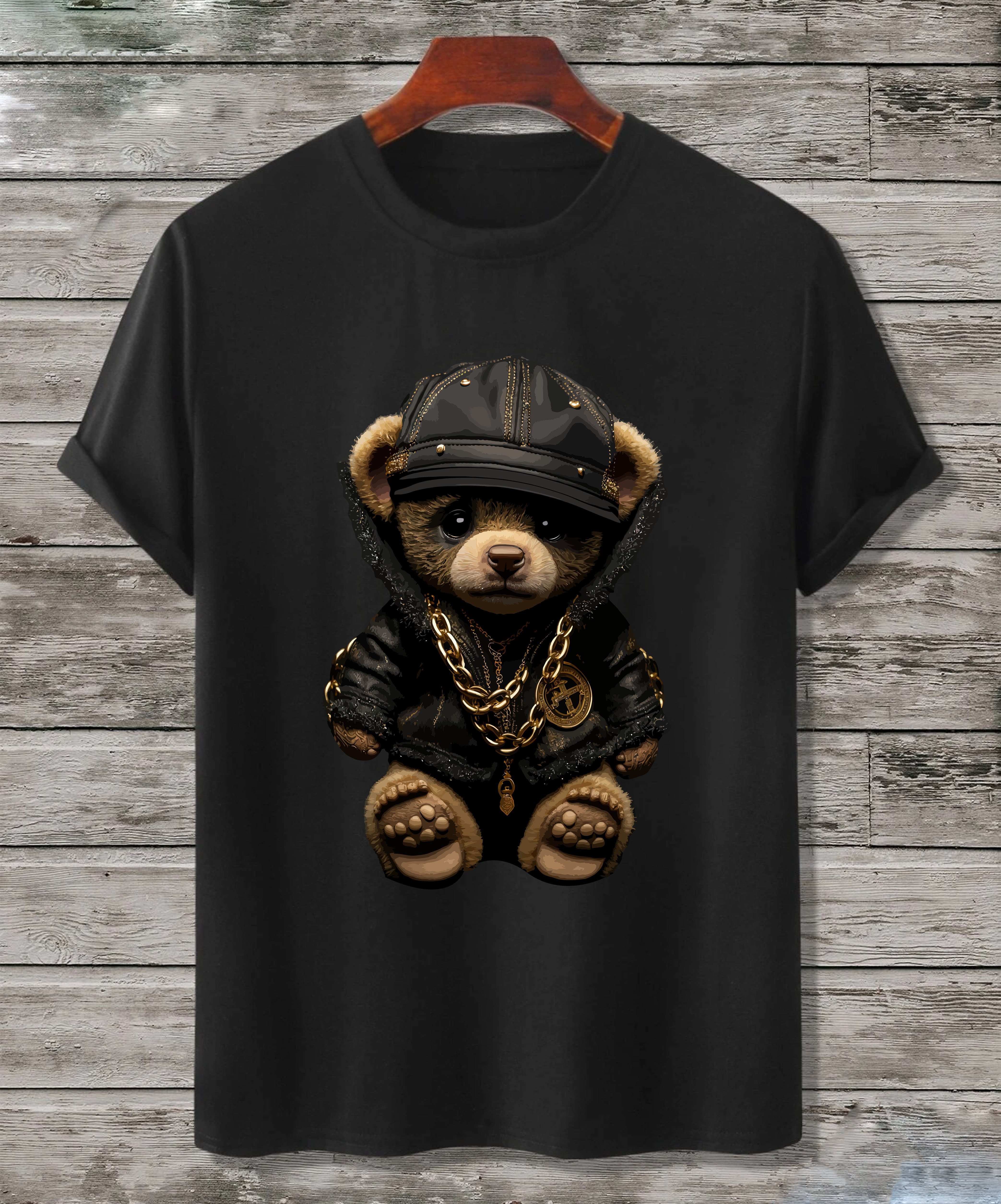 RMK T-Shirt Herren T-Shirt Basic Rundhals mit Gangster Teddybär Bär