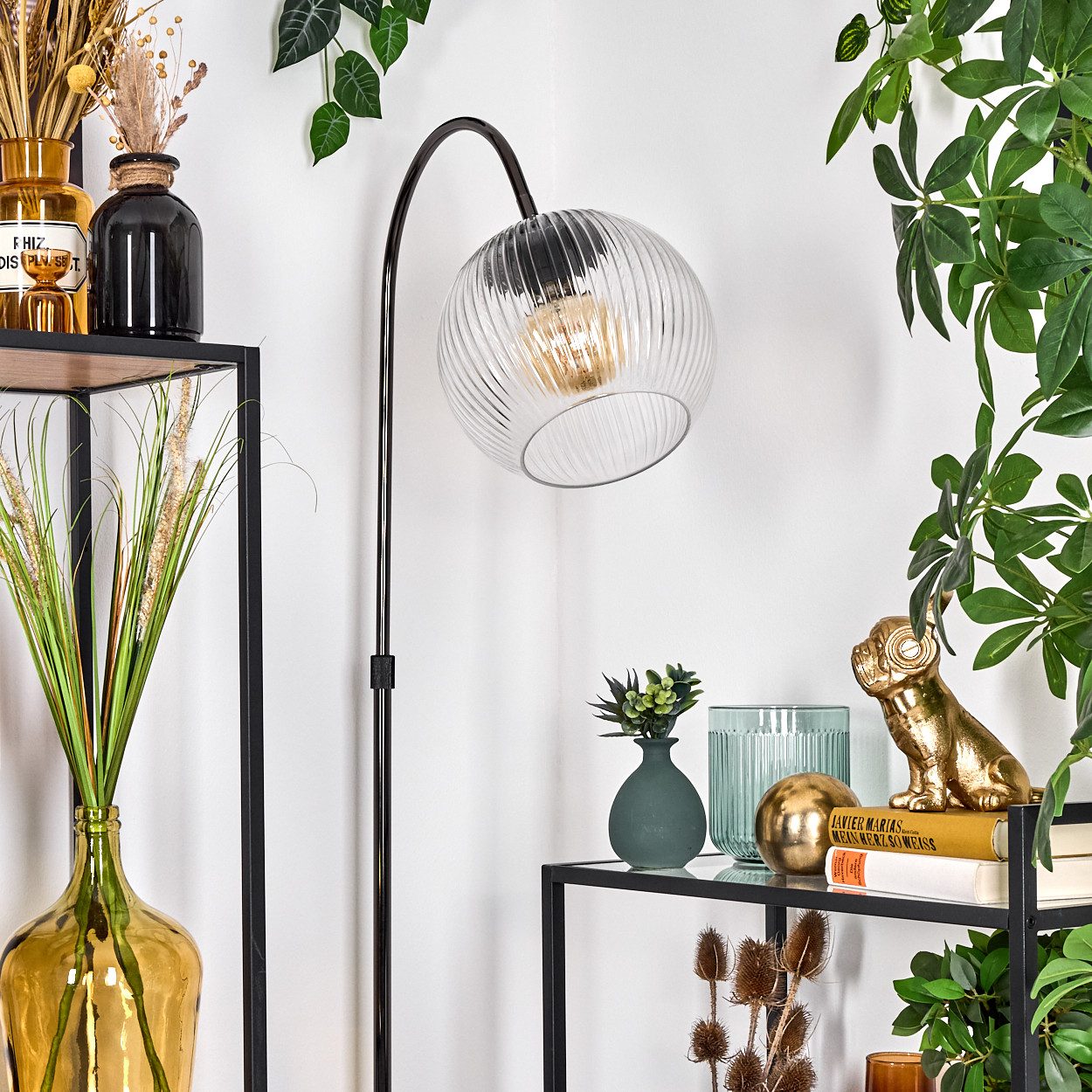 hofstein Stehlampe Stehlampe aus Metall/Riffelglas in günstig online kaufen