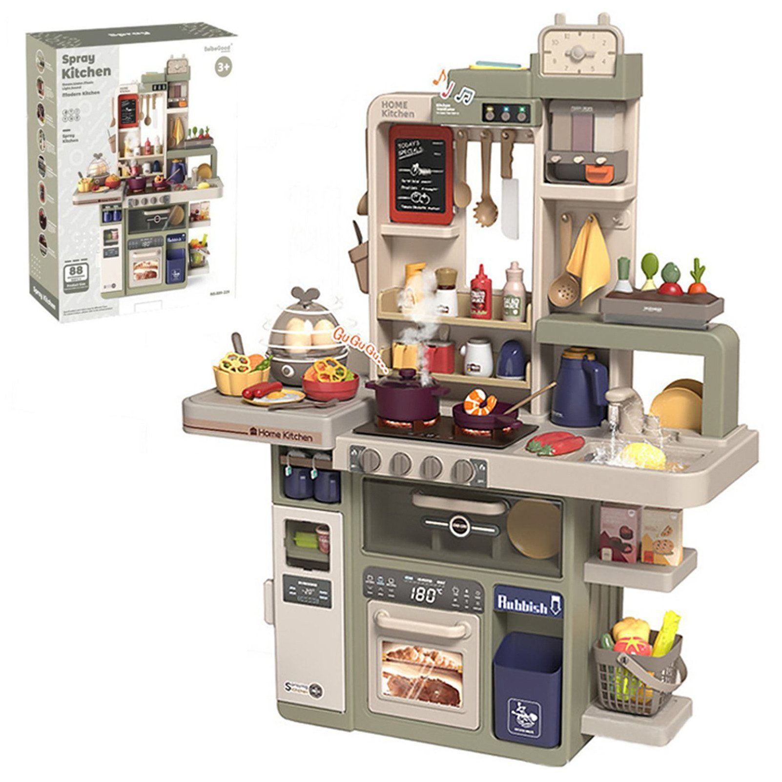 Esun Spielküche Kinderküche mit Küchenzubehör, Licht, Spray, Sound und Wass günstig online kaufen