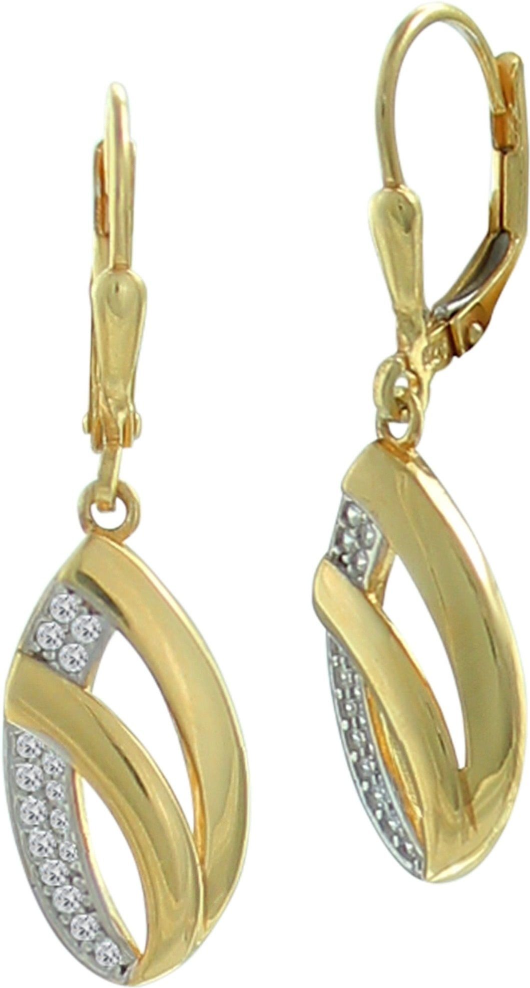 GoldDream Paar Ohrhänger GoldDream Ohrhänger Glamour Zirkonia 8Kt (Ohrhänger), Damen Ohrhänger Glamour aus 333 Gelbgold - 8 Karat, Farbe: gold, weiß