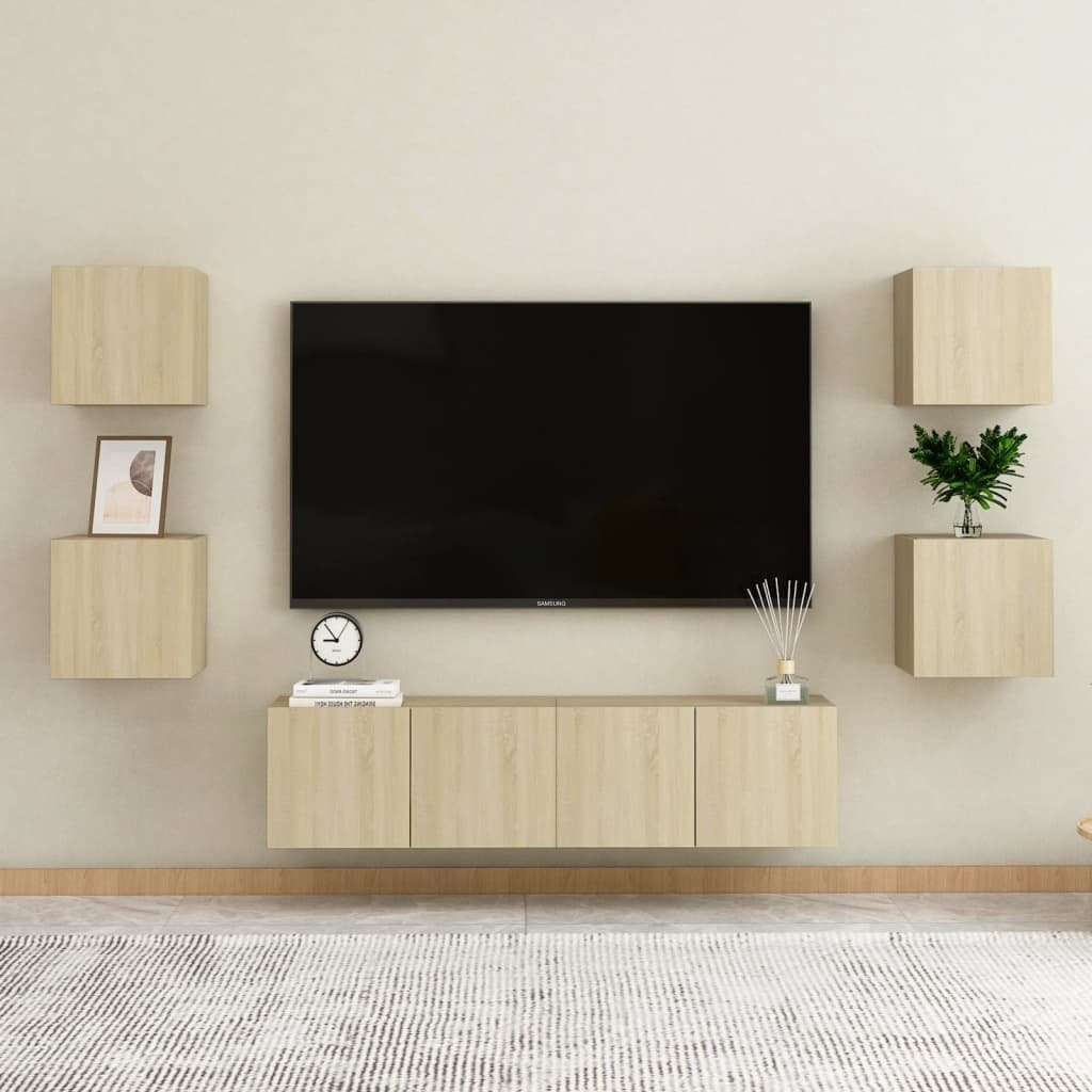 30,5x30x30 cm 2 TV-Wandschränke furnicato TV-Schrank Stk. Sonoma-Eiche