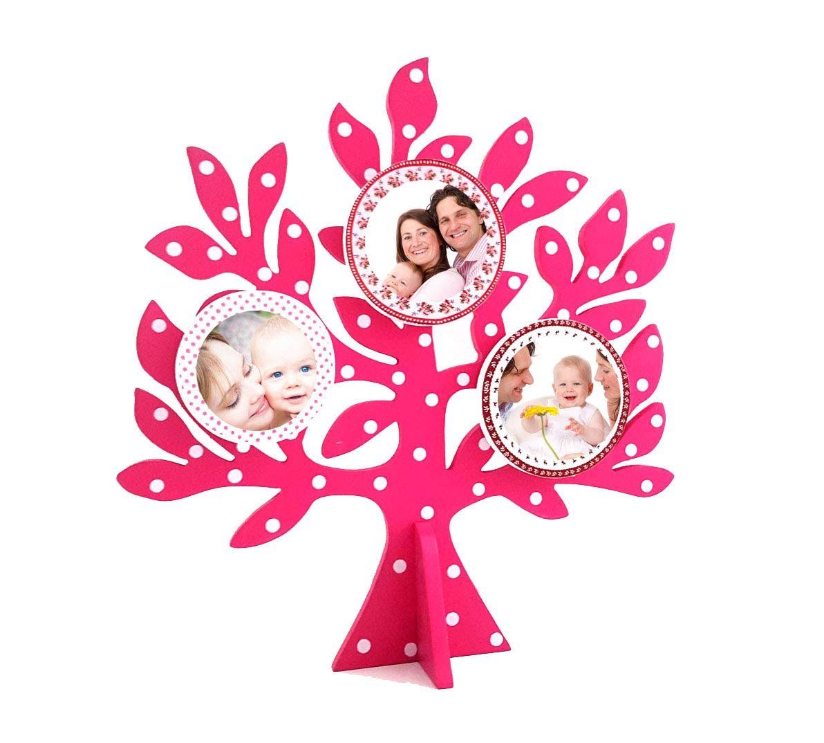 LB H&F Lilienburg Bilderrahmen Bilderrahmen Fotorahmen Familienbaum Fotobaum Geschenk, (Geburt Hochzeit Babygeschenk Foto Collage Gedächtnisbaum Baum Dekofigur Dekoobjekt Stammbaum Bilderhalter Lebensbaum PINK)