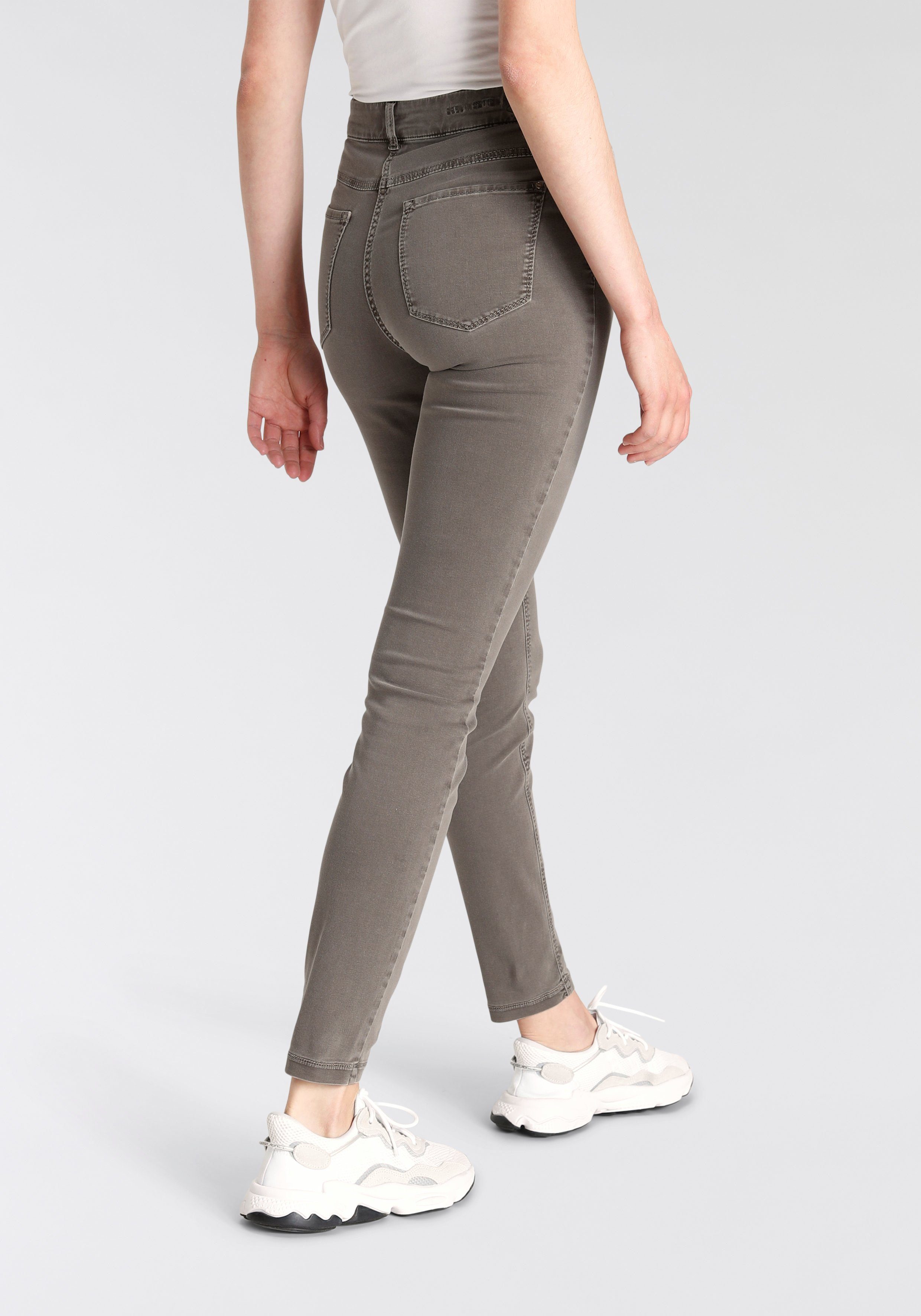 sorgt für den used Dream perfekten Qualität Skinny Skinny-fit-Jeans MAC Hochelastische Sitz grey-taupe