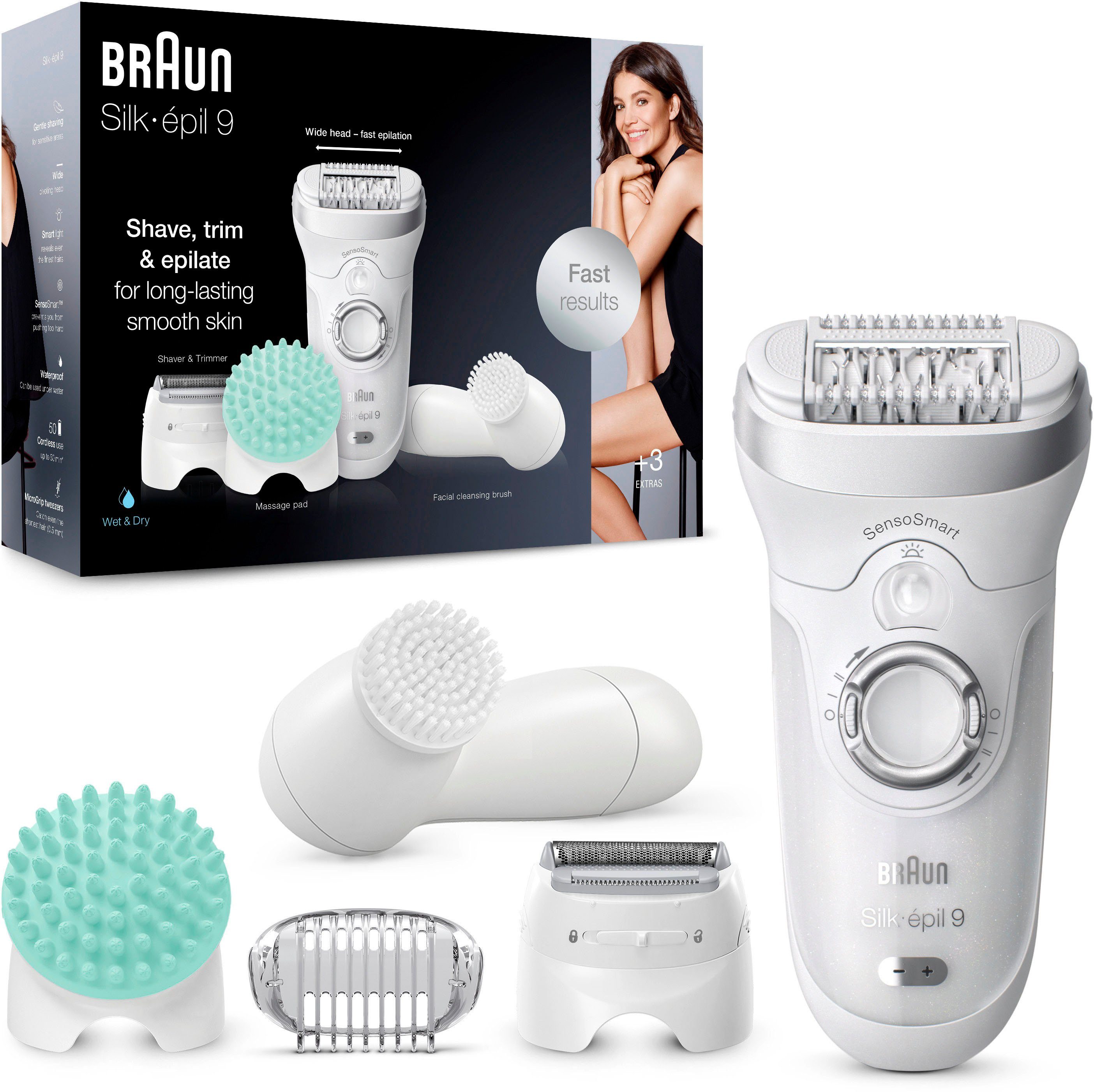 Braun Epilierer Silk-épil 9 9-865, 3 Micro-Grip-Pinzetten-Technologie Aufsätze: St