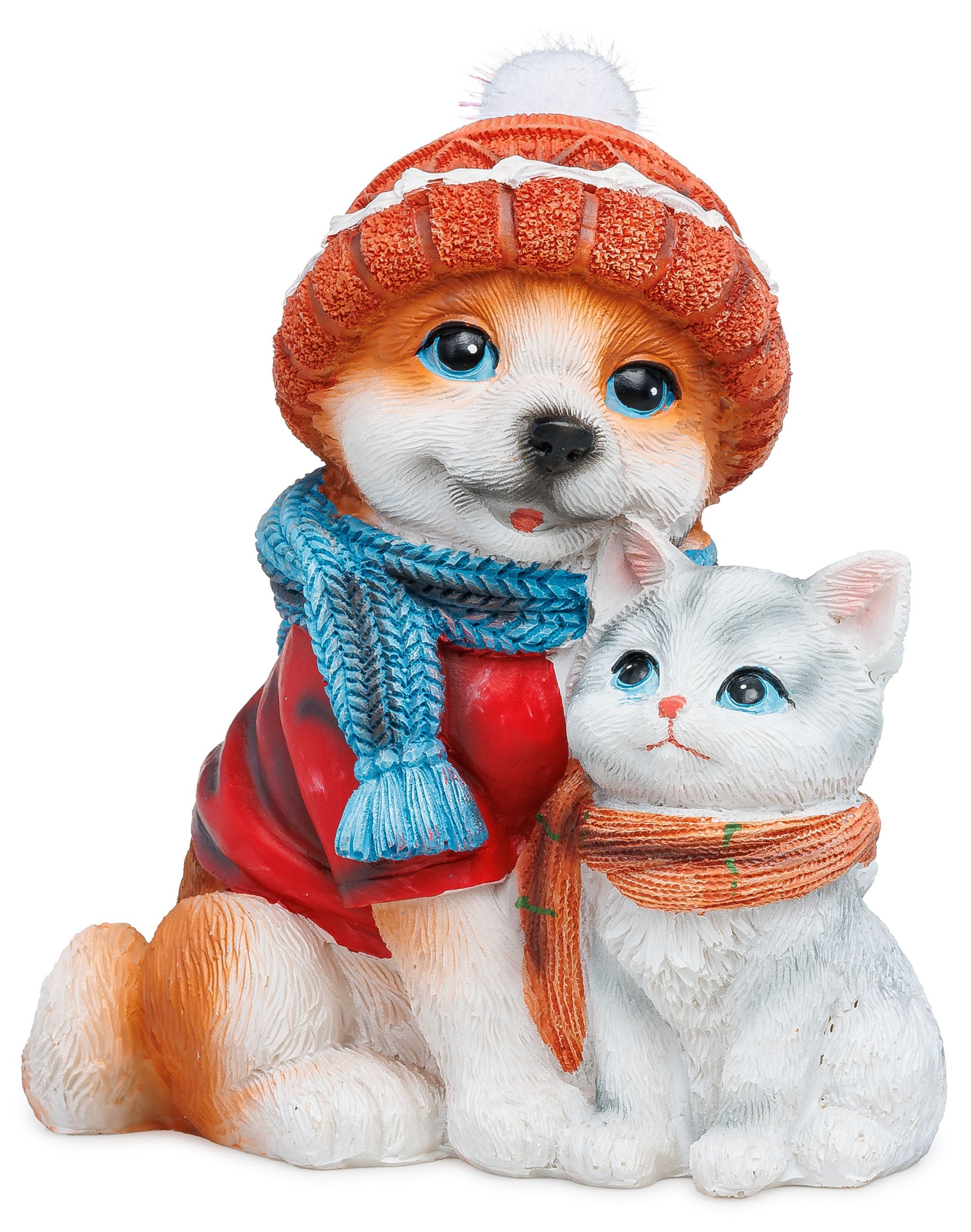SIKORA Weihnachtsfigur Hund & Katze Deko Figur für Weihnachten und Winter Dekofigur - DK37, Ideal für zuhause und den Garten