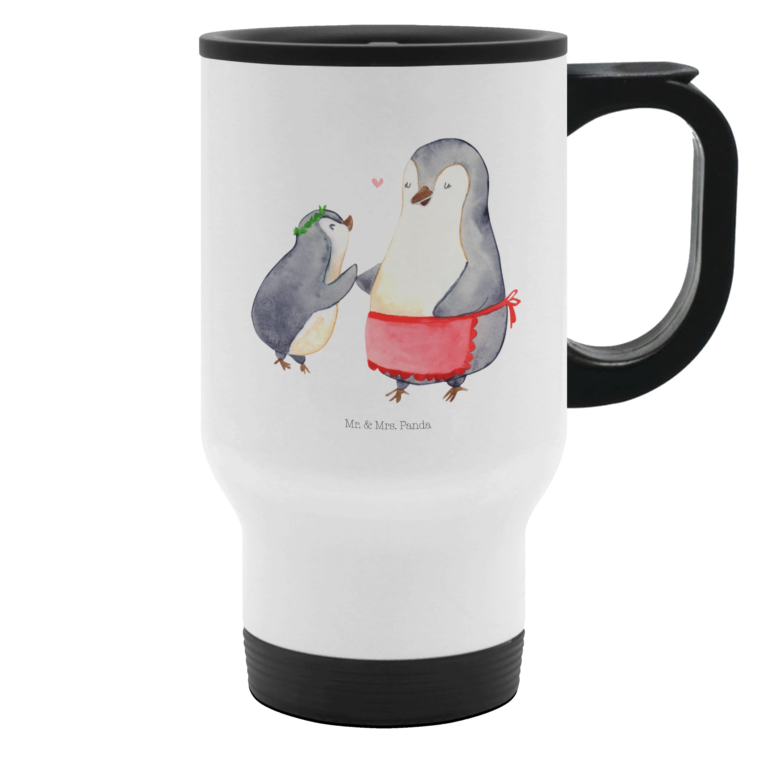 Mr. & Mrs. Panda Thermobecher Pinguin mit Kind, Kaffeebecher To Go, Weiß, Thermobecher, Go, Familie, Edelstahl, isolier trinkbecher becher coffee to go edelstahl thermobecher