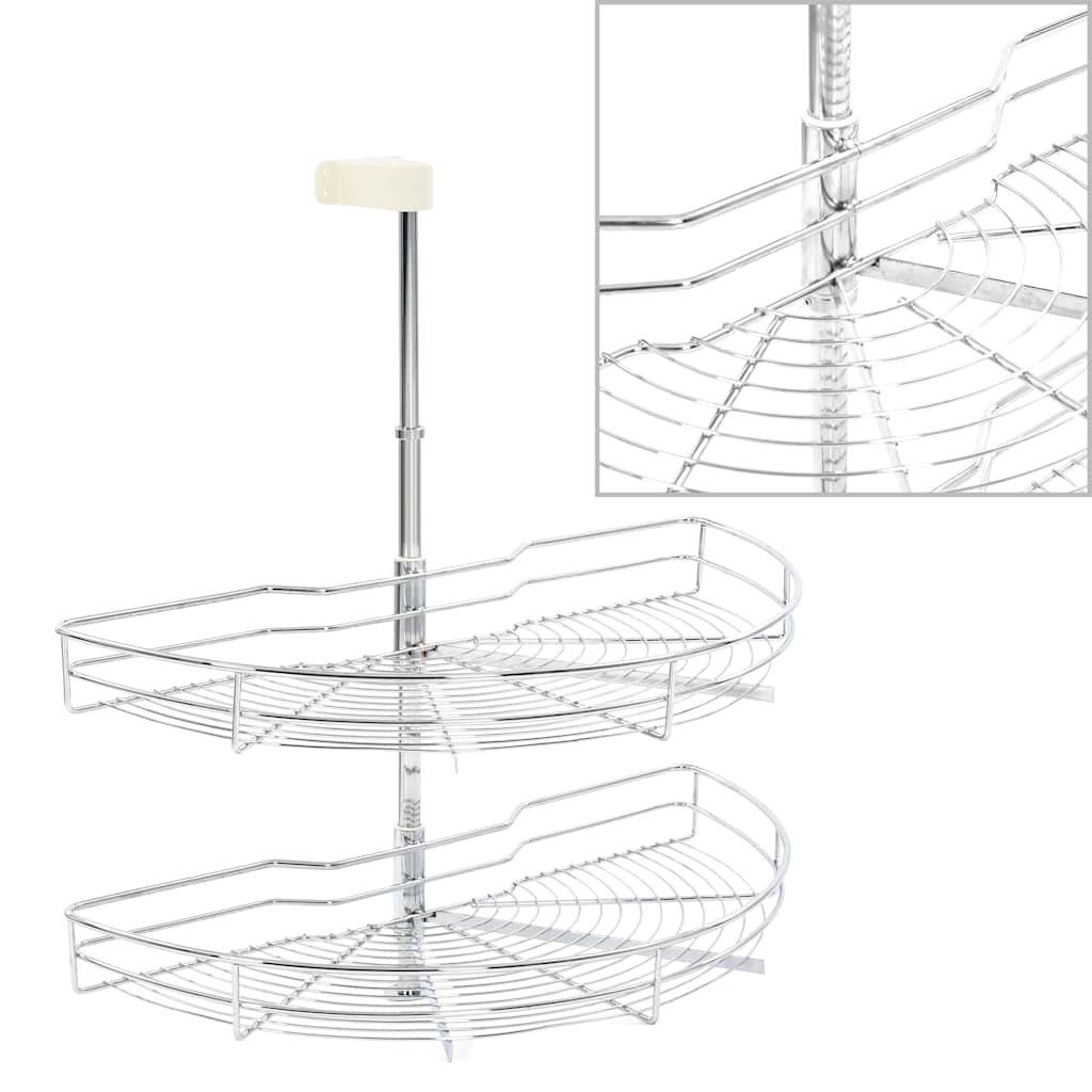 furnicato Drahtkorb 2-stufiger Küchen-Silbern 180 Grad 75x38x80 cm (1 St)