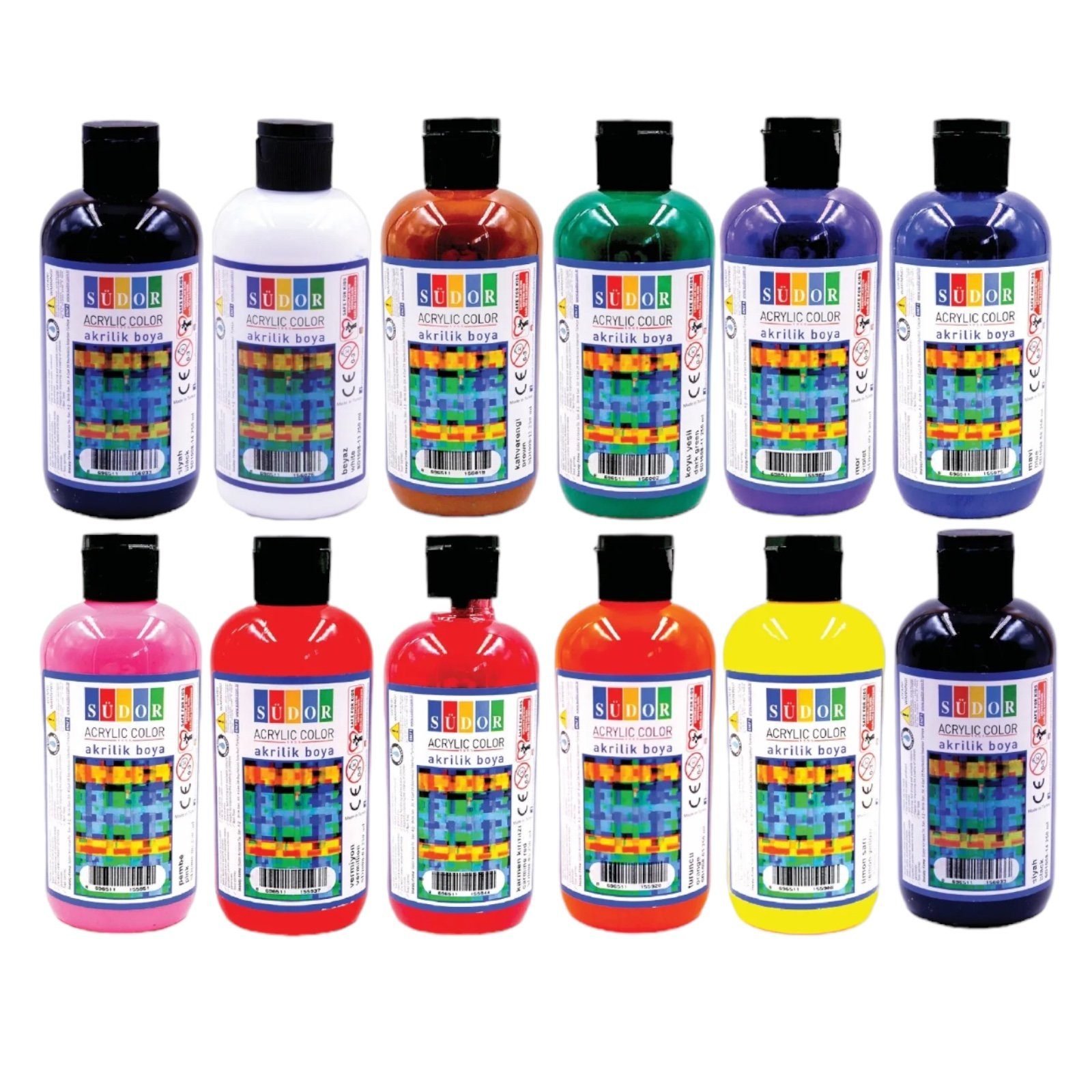 SÜDOR Kreativset Südor® Acrylfarben Set 12x250ml (3000 ml) deckende Malfarben