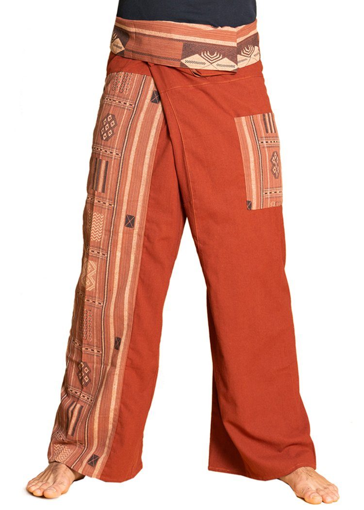 Wellnesshose Thai Fischerhose aus Baumwolle - bequeme Unisex Wickelhose - Yogahose