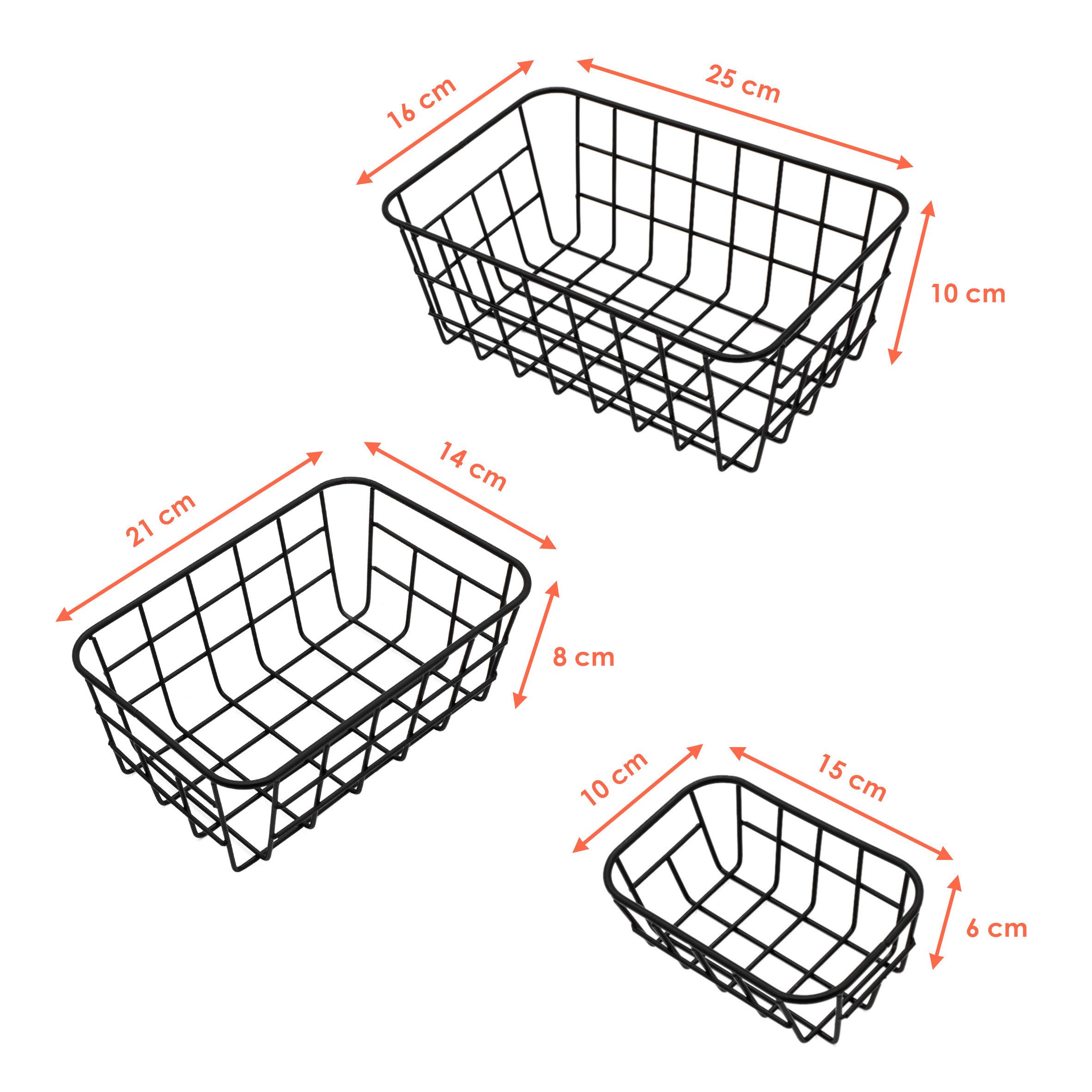 Spetebo Aufbewahrungskorb aus Metall schwarz 2x 25 / 21 / 15 cm (6er Set, 1 günstig online kaufen