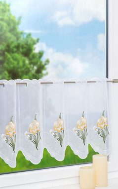 Scheibengardine Narzissenstrauß, Plauener Spitze®, (1 St), transparent, HxB 40x49.2cm