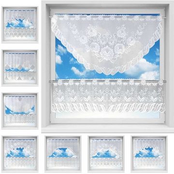 Vorhang Mona, Arsvita, Stangendurchzug (1 St), halbtransparent, 2 teiliges Bistrogardinen-Set in Spitzenoptik