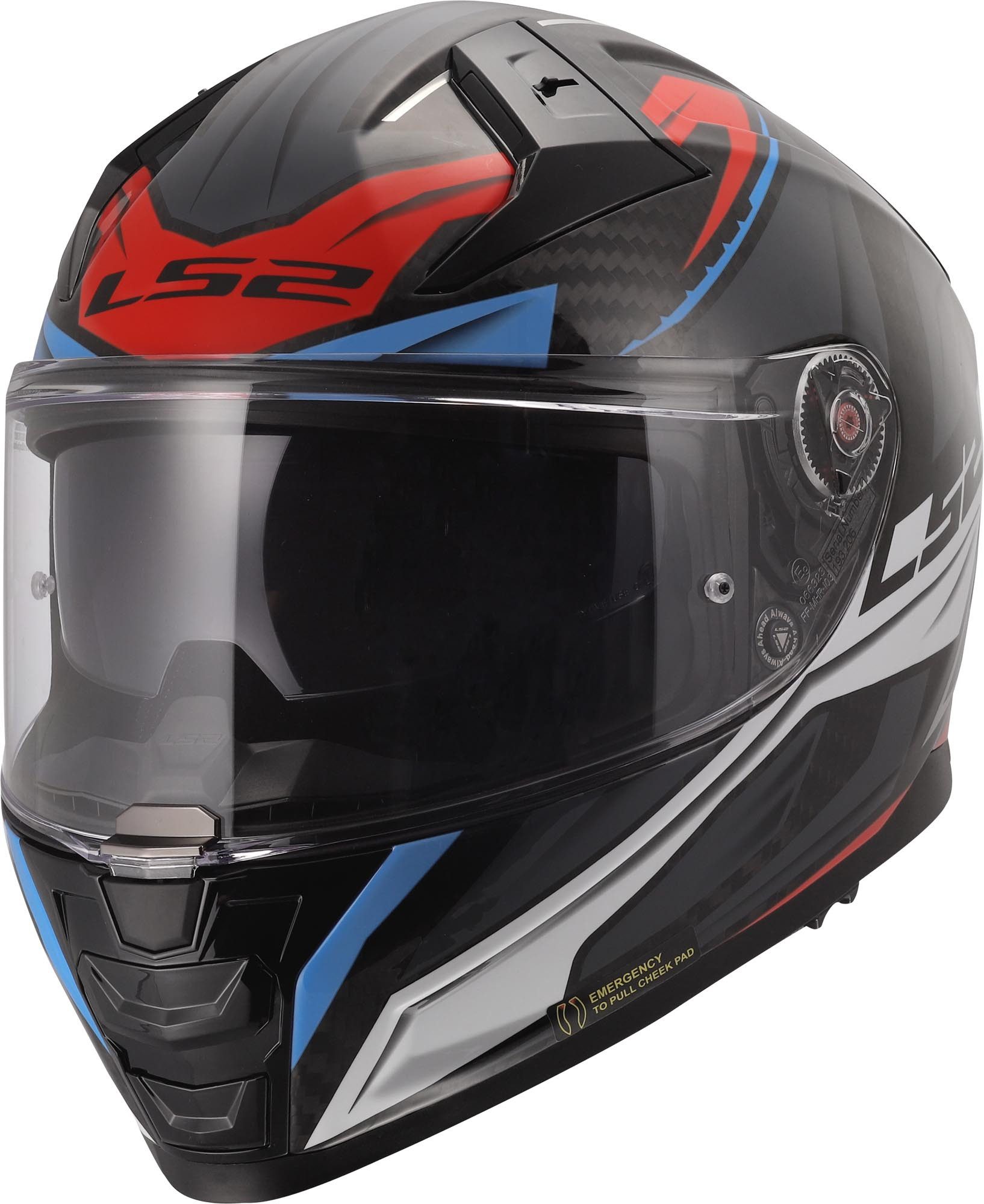 LS2 Motorradhelm FF811 Vector II Carbon Savage Helm, Notfallsystem-polsterung (eqrs),pinlockscheibe Enthalten