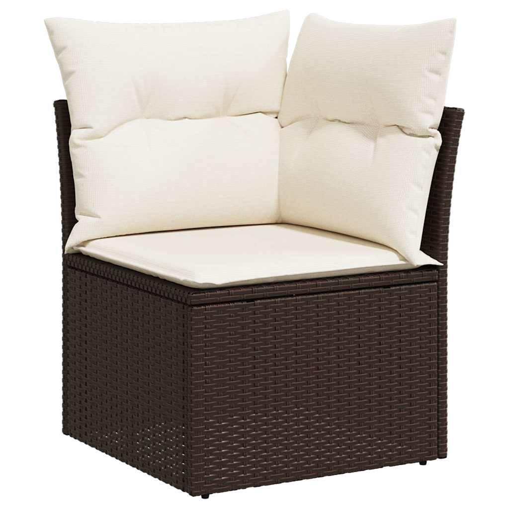 vidaXL Loungesofa Garten-Ecksofa mit Kissen Braun Poly Rattan, 1 Teile