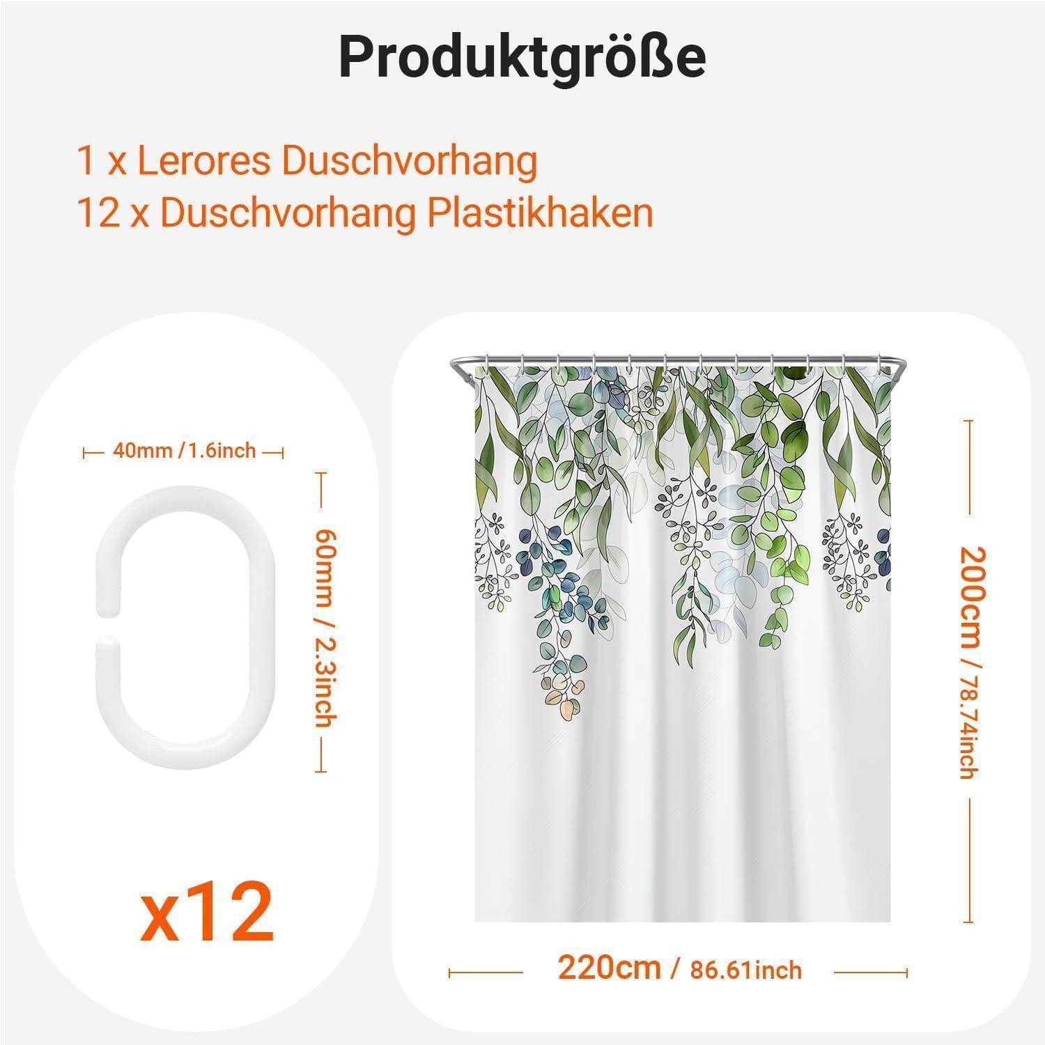 LuxusKollektion Duschvorhang Duschvorhang 220x200cm Grün Blätter Grüne Grasblume 220 x 200 cm