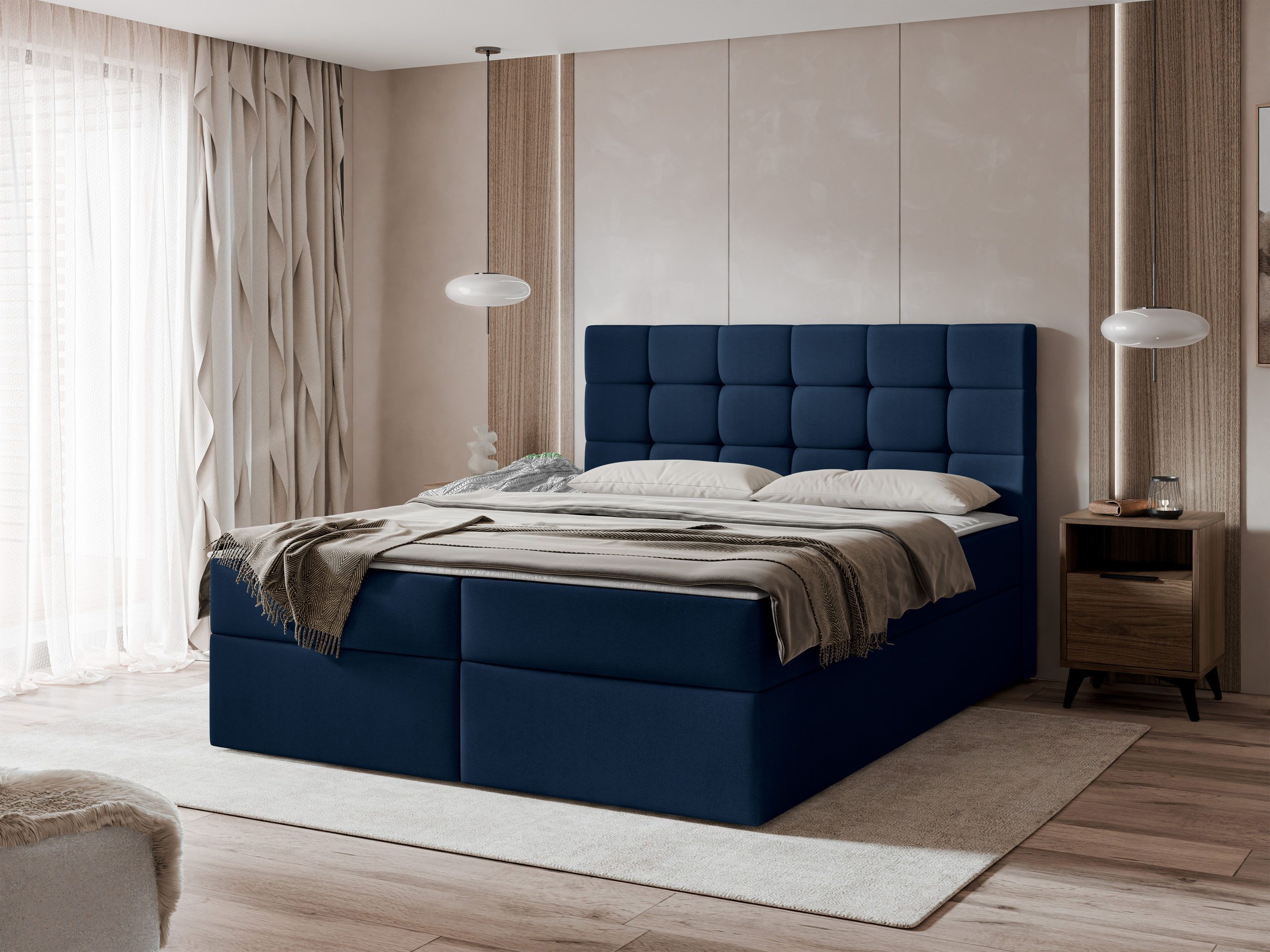 MIRJAN24 Boxspringbett Luanda (Bonell-Matratze und Topperr), mit zwei Bettkästen für die Bettwäsche