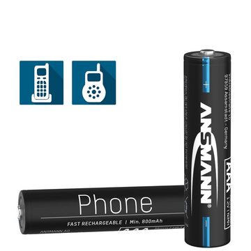 ANSMANN AG Telefon Akku AAA 800mAh NiMH 1,2V - DECT Akku wiederaufladbar (4 Stück) Akku 800 mAh (1.2 V)