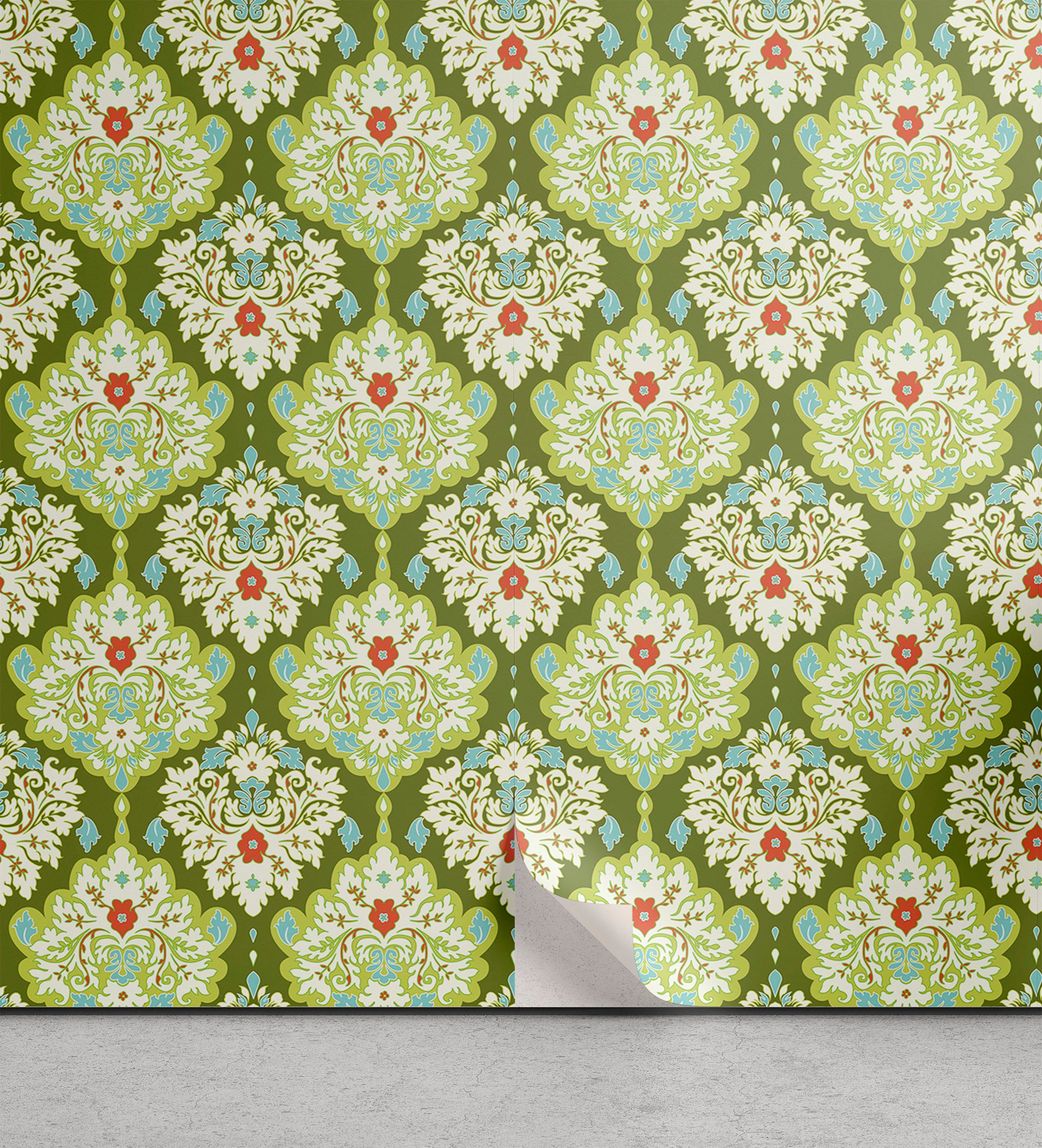 Abakuhaus Vinyltapete Floral viktorianisch Wohnzimmer Küchenakzent, selbstklebendes Barock