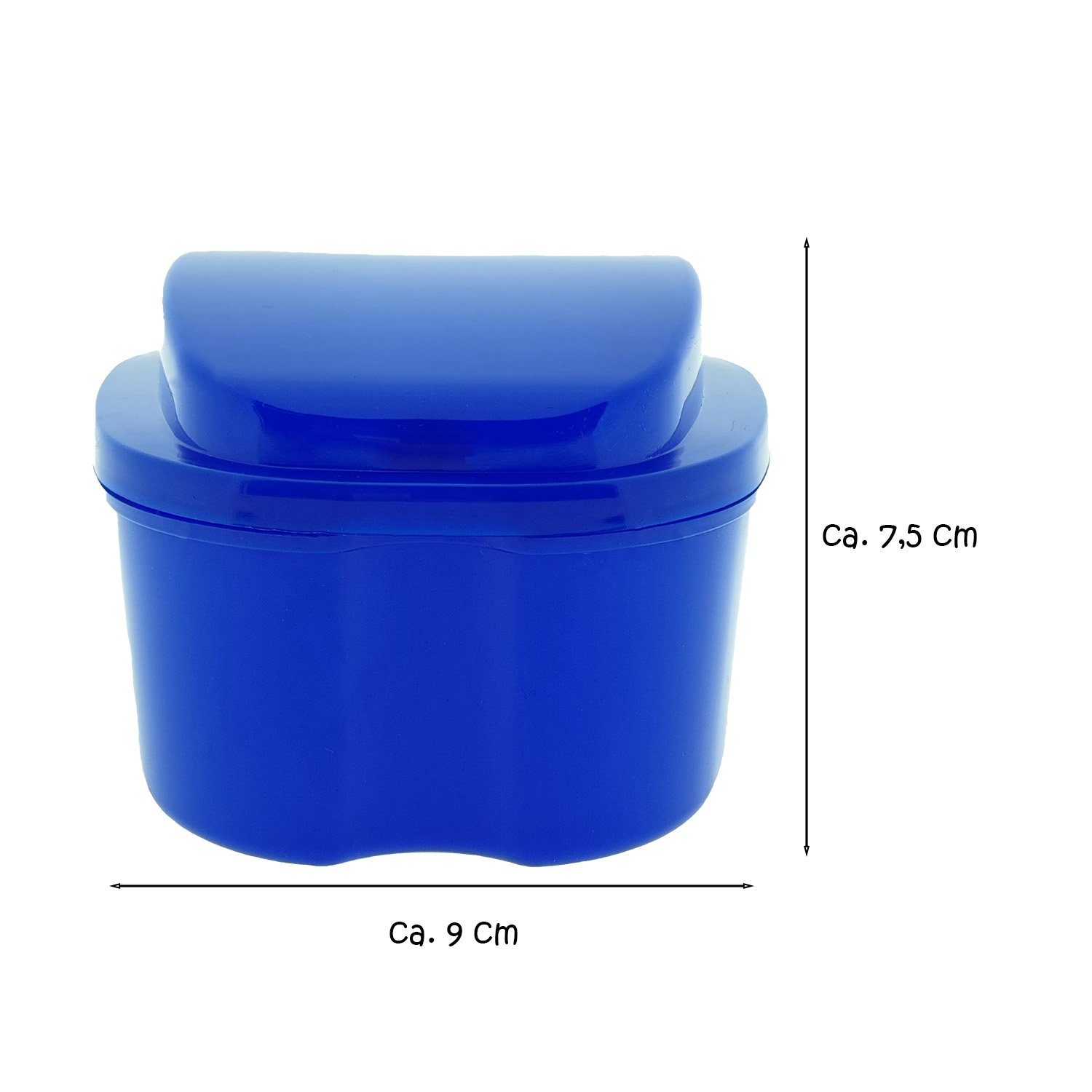 varivendo Zahndose Reinigungsdose Prothesen Zahnspangen Behälter Blau 90x75x75mm (Stück, 1 St., Reinigungsdose), Gebissaufbewahrung Prothesendose Zahndose