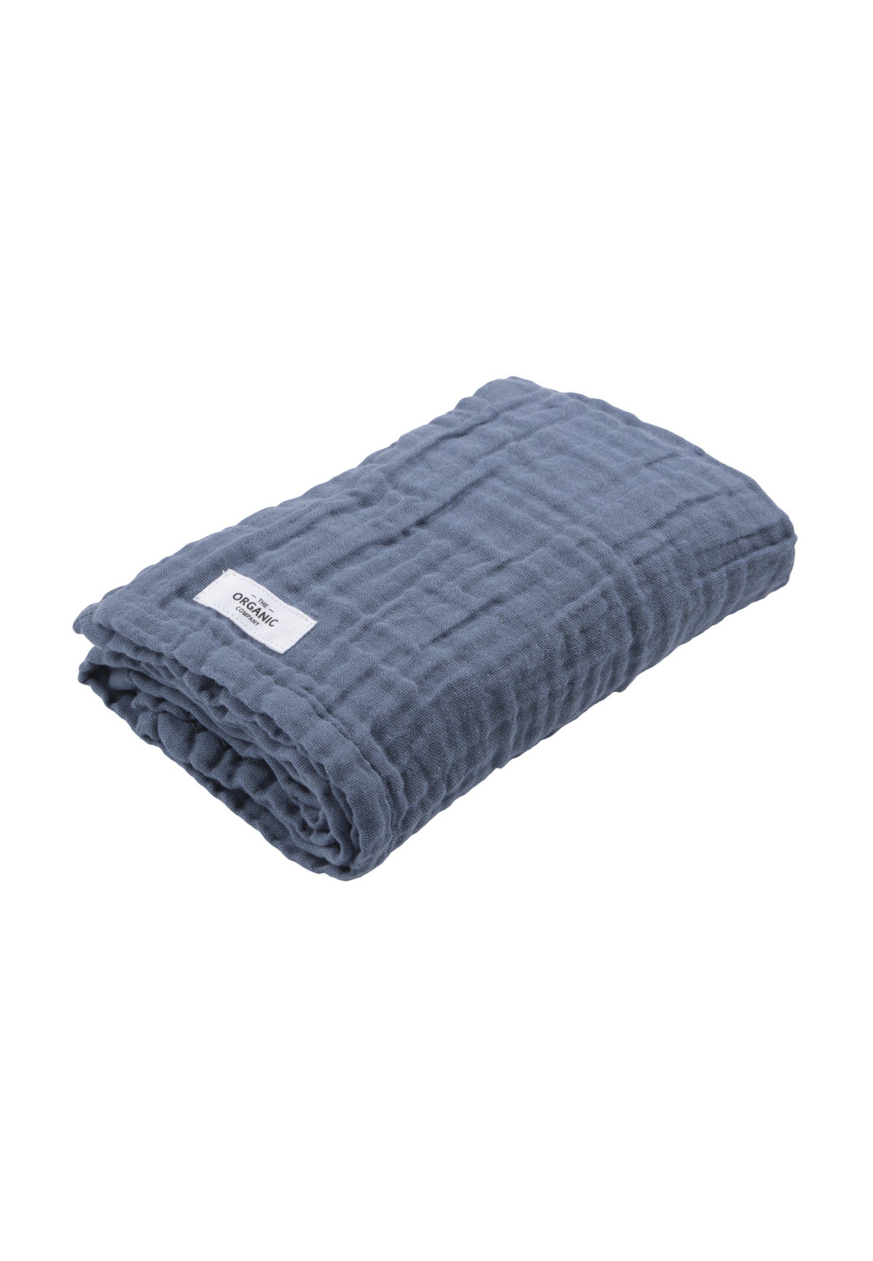 The Organic Company Handtuch Gauze, Towel, Bio-Baumwolle Hand FINE grau/blau zertifizierte Grey Blue- GOTS