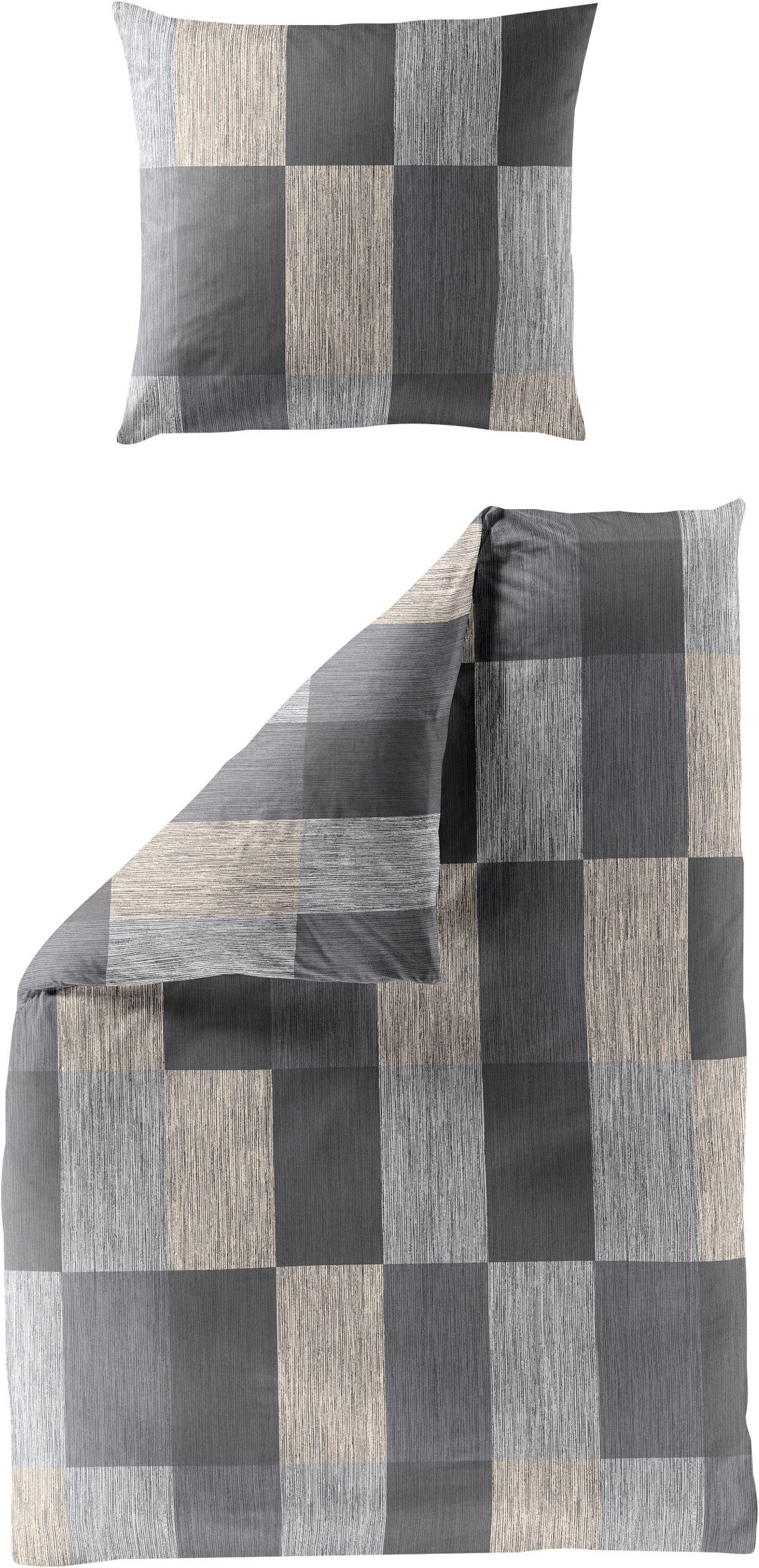 BIERBAUM Bettwäsche Satin Bettwäsche 4142, Mako-Satin, 2 teilig, 100 % Baumwolle, pflegeleicht, seidig glatt