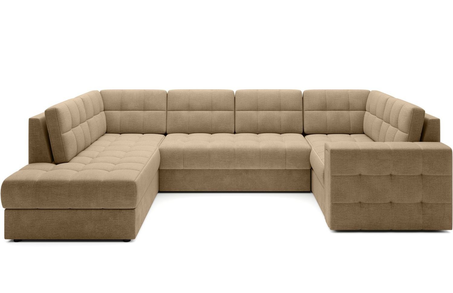 Lukas Möbel Wohnlandschaft Wohnlandschaft Belvis Ecksofa in U-Form, mit Bettfunktion, Bettkasten, Rückseite bezogen, Sofa U-form