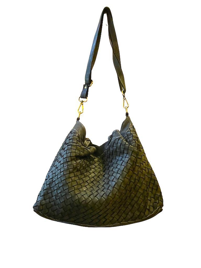 BZNA Handtasche Ronja Designer Umhängetasche Shopper, geflochtenes Leder