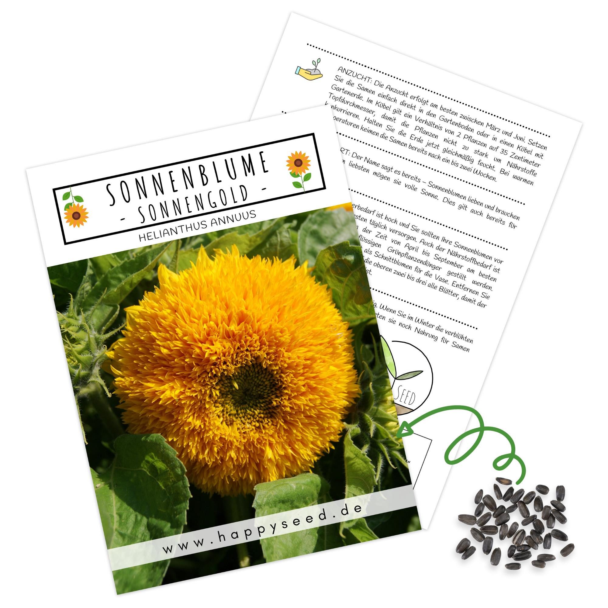 HappySeed Blumensamen Sonnenblumen Samen - Helianthus annuus (Sonnengold), Sonnenblumen