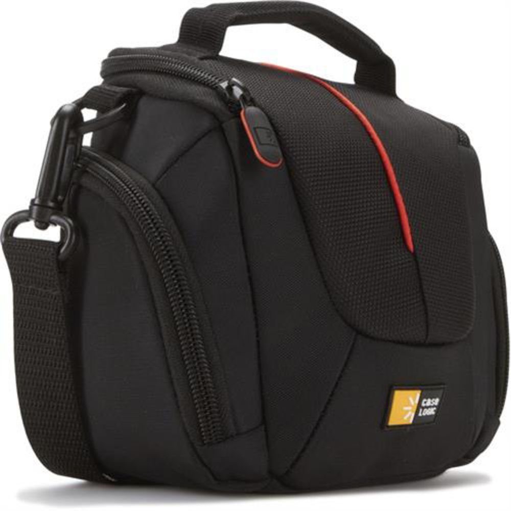 Case Logic Kameratasche DCB-304K, für kompakte Kameras, Große Kamera Umhängetasche, schwarz, rot
